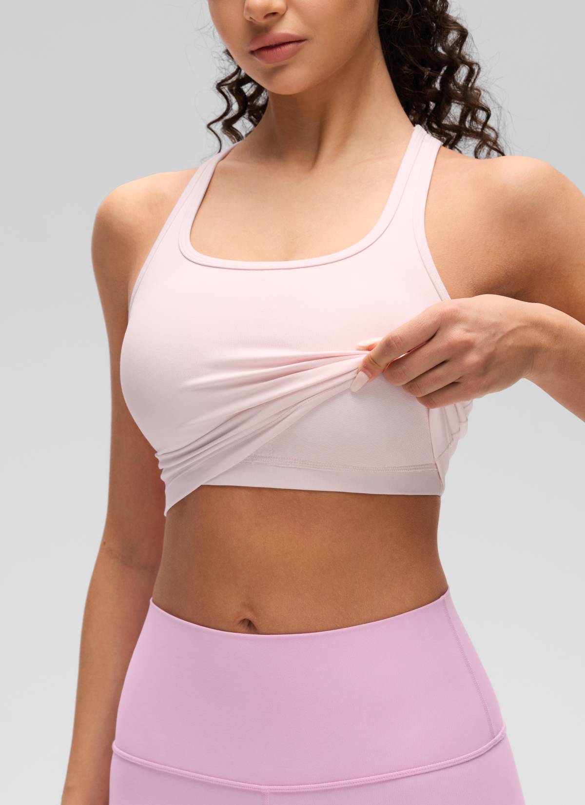 CRZ YOGA Damen Butterluxe Longline Racerback Tanktop Erdbeerrosa