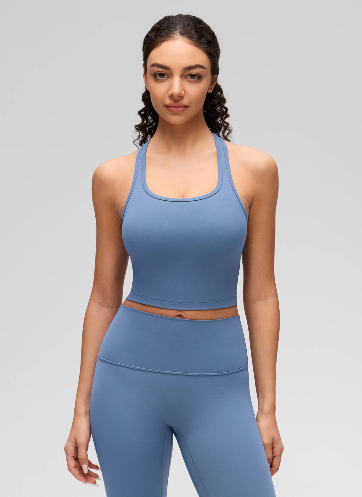 CRZ YOGA Damen Butterluxe Longline Racerback Tanktop Oase Blau