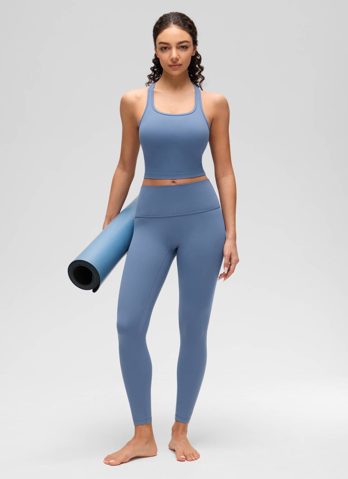 CRZ YOGA Damen Butterluxe Longline Racerback Tanktop Oase Blau