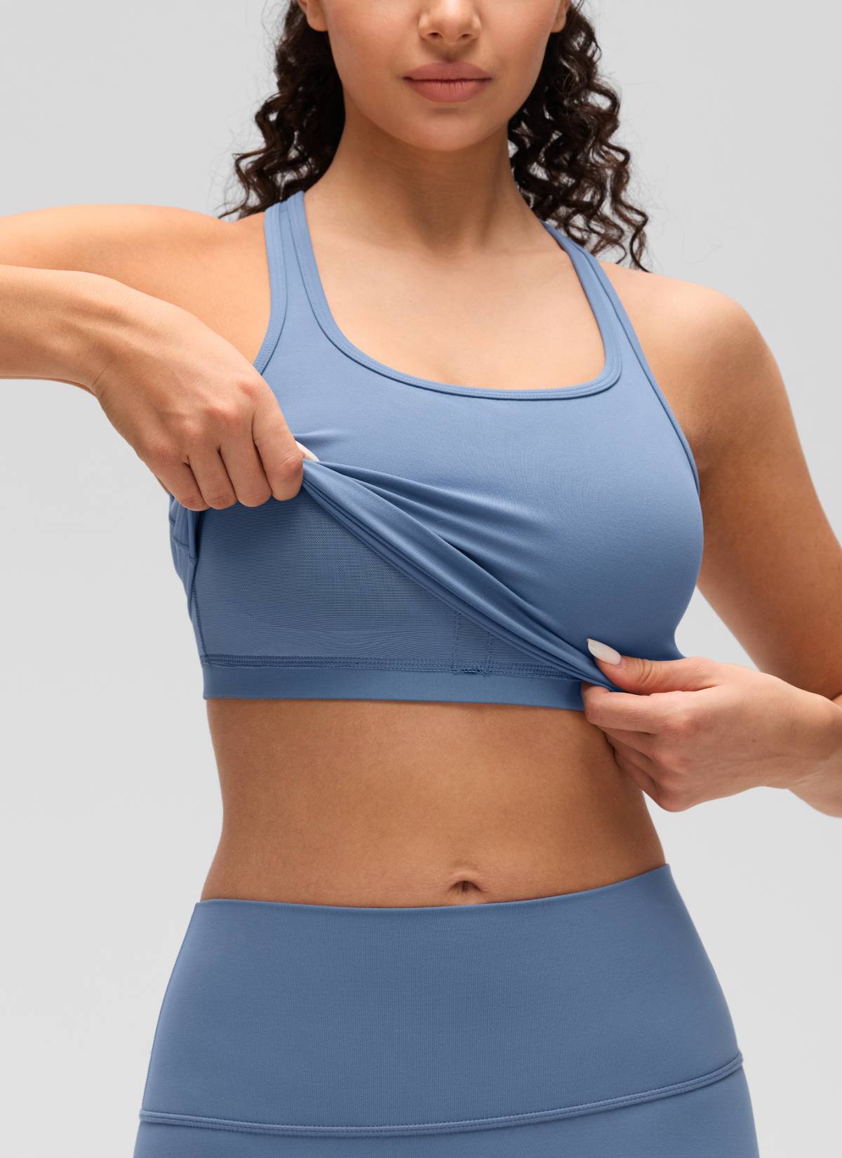 CRZ YOGA Damen Butterluxe Longline Racerback Tanktop Oase Blau