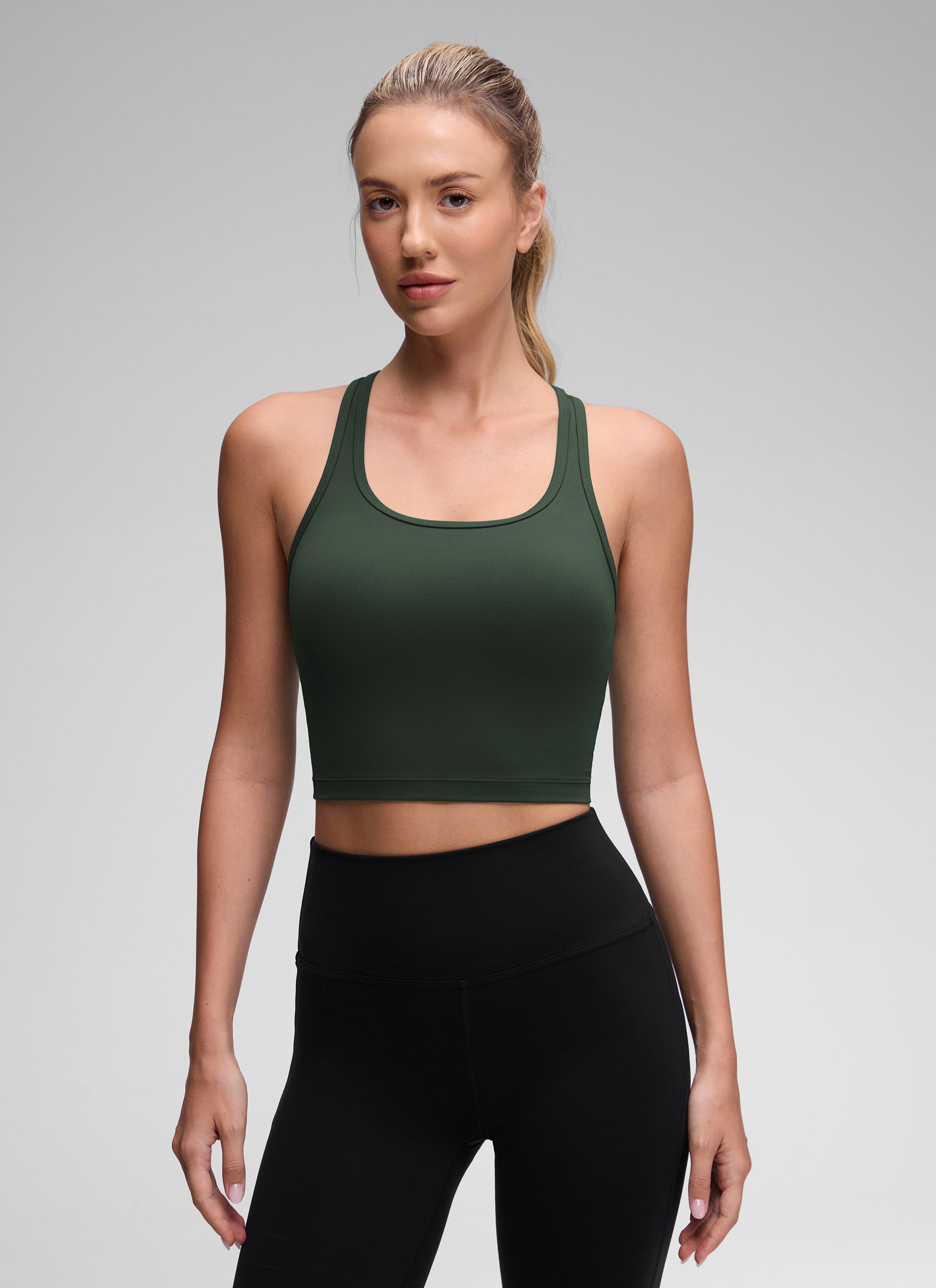 CRZ YOGA Damen Butterluxe Longline Racerback Tanktop Legende Grün