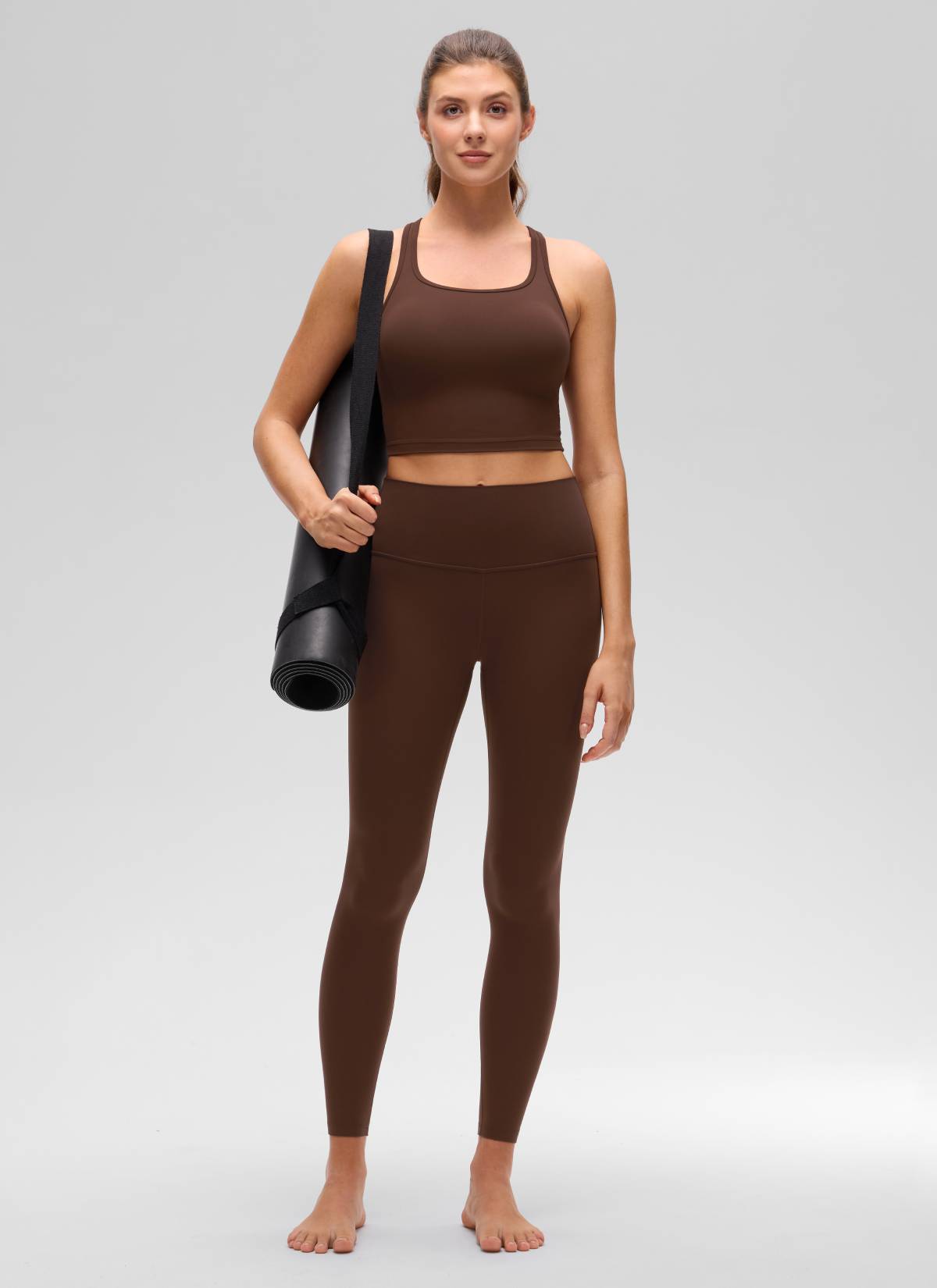 CRZ YOGA Damen Butterluxe Longline Racerback Tanktop Lava Braun