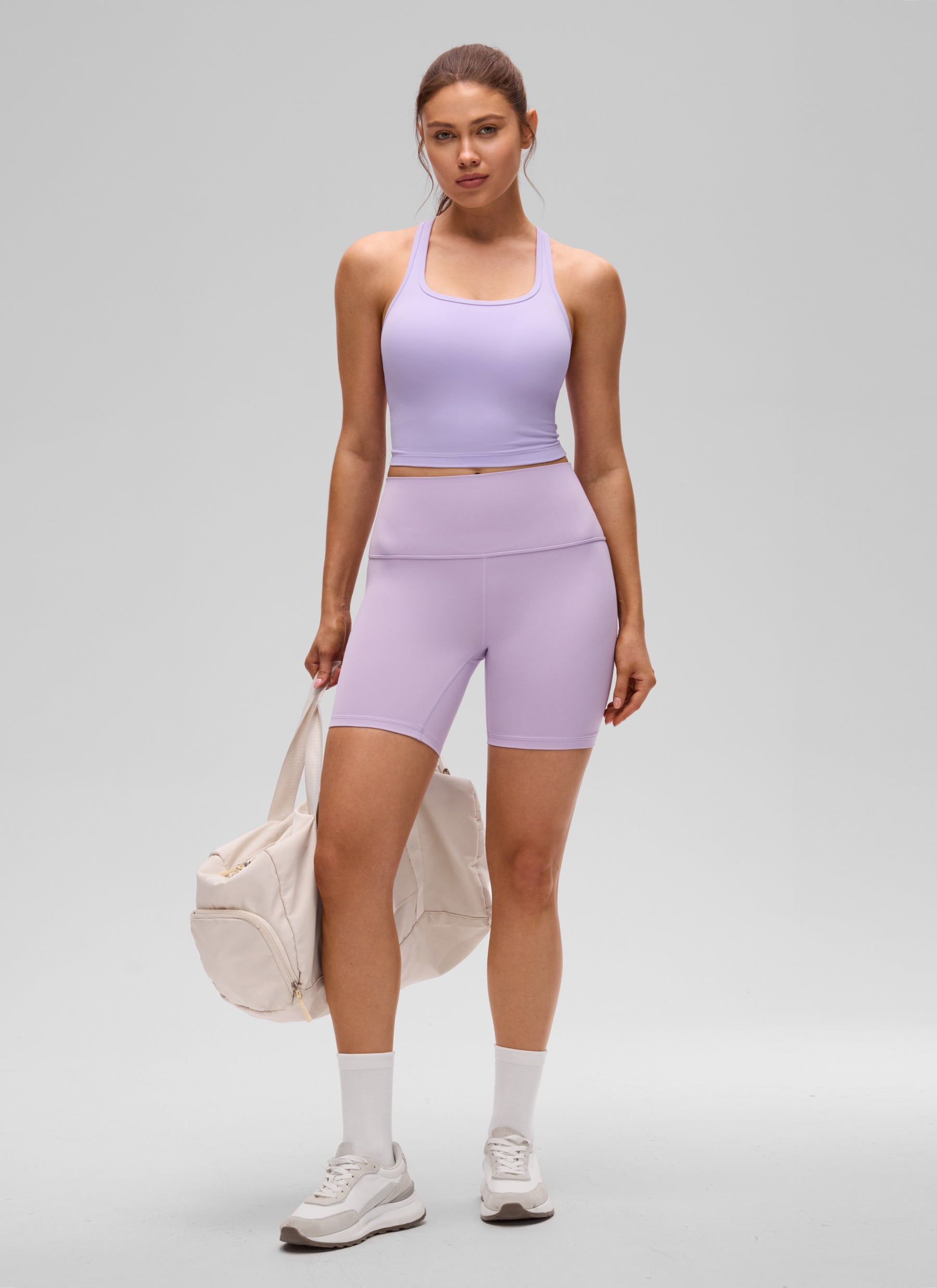 CRZ YOGA Damen Butterluxe Longline Racerback Tanktop Lavendel Frost