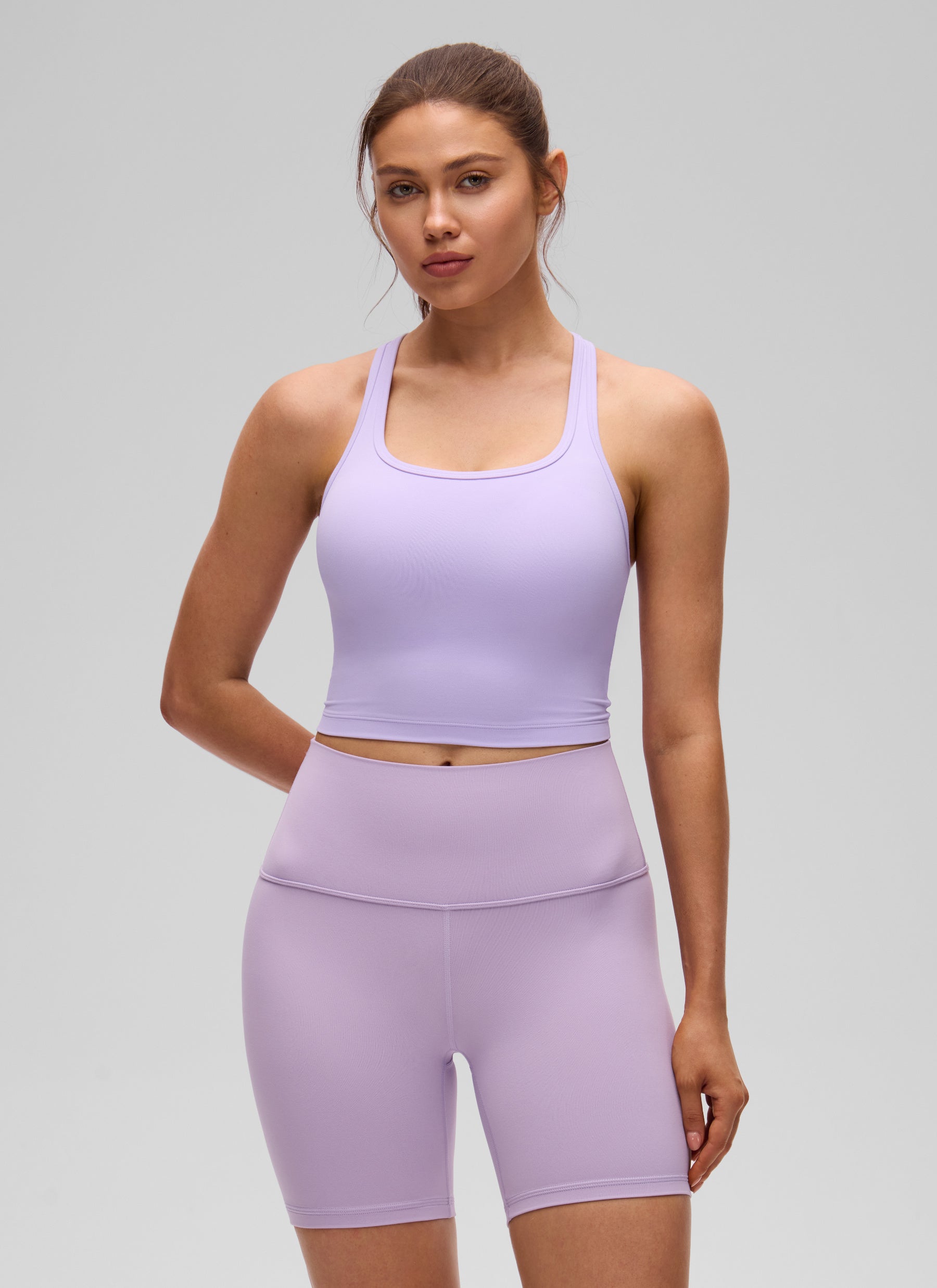 CRZ YOGA Damen Butterluxe Longline Racerback Tanktop Lavendel Frost