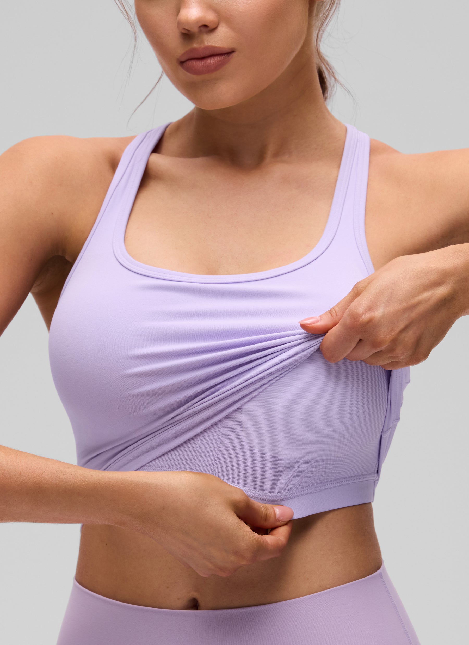 CRZ YOGA Damen Butterluxe Longline Racerback Tanktop Lavendel Frost