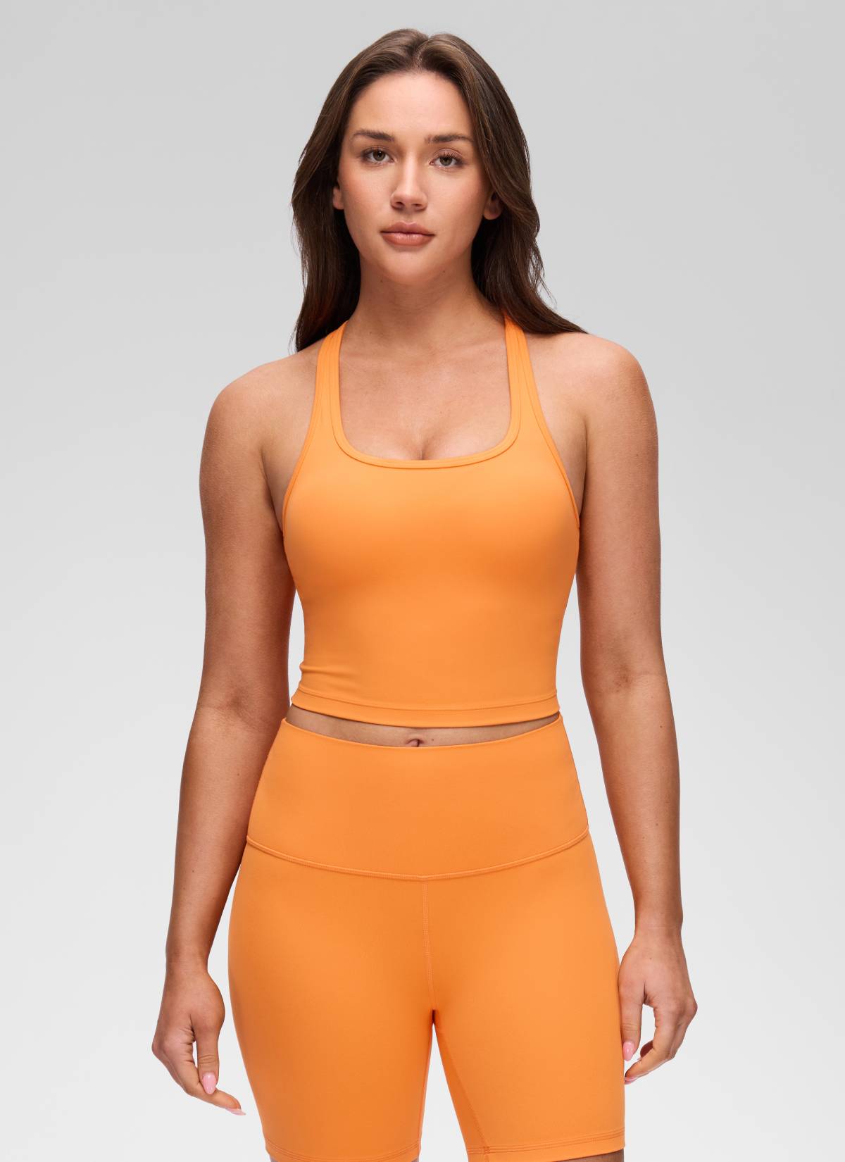 CRZ YOGA Damen Butterluxe Longline Racerback Tanktop Tiger Orange