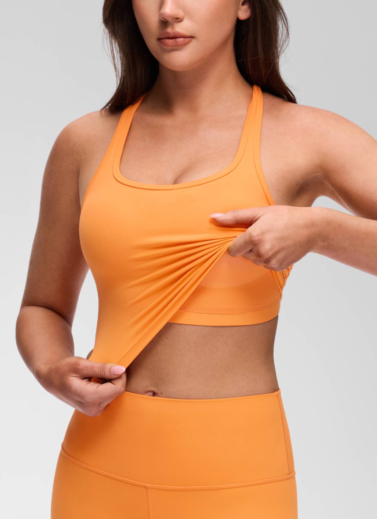 CRZ YOGA Damen Butterluxe Longline Racerback Tanktop Tiger Orange