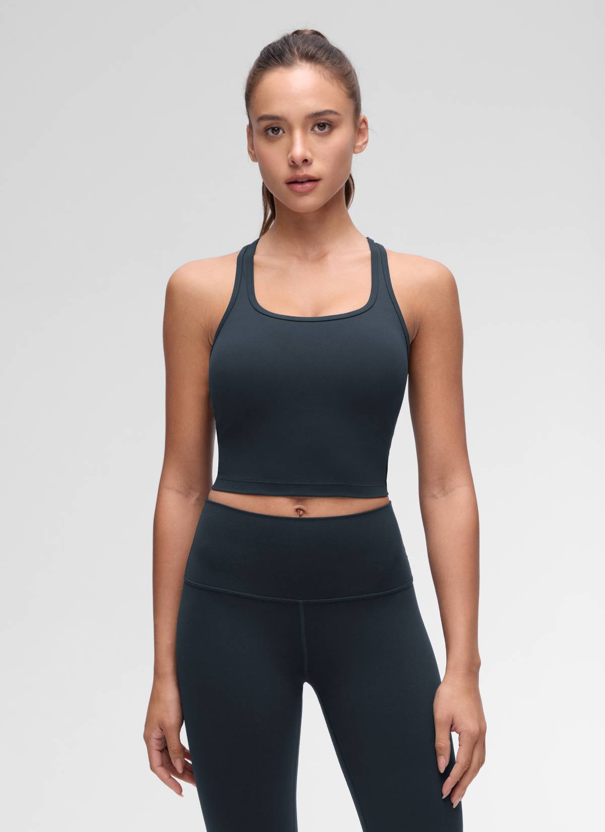 CRZ YOGA Damen Butterluxe Longline Racerback Tanktop Echte Marine