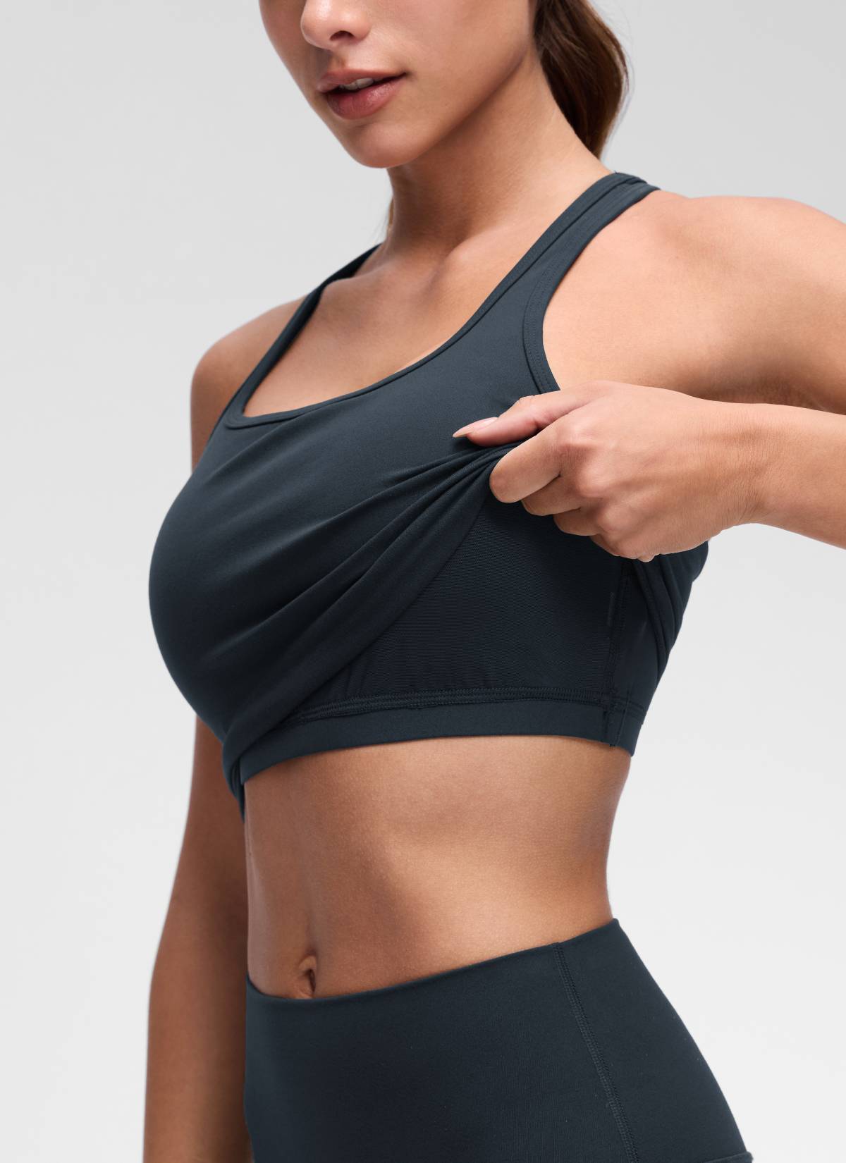 CRZ YOGA Damen Butterluxe Longline Racerback Tanktop Echte Marine