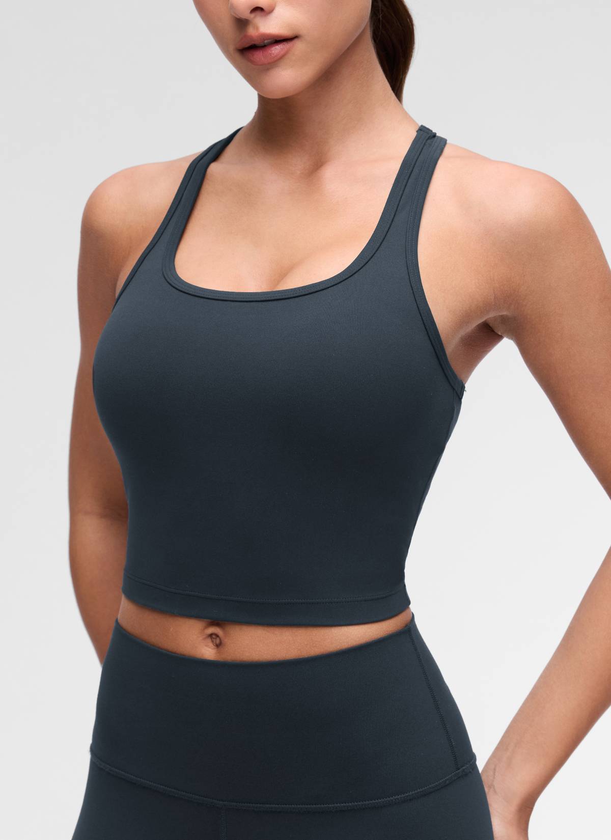 CRZ YOGA Damen Butterluxe Longline Racerback Tanktop Echte Marine