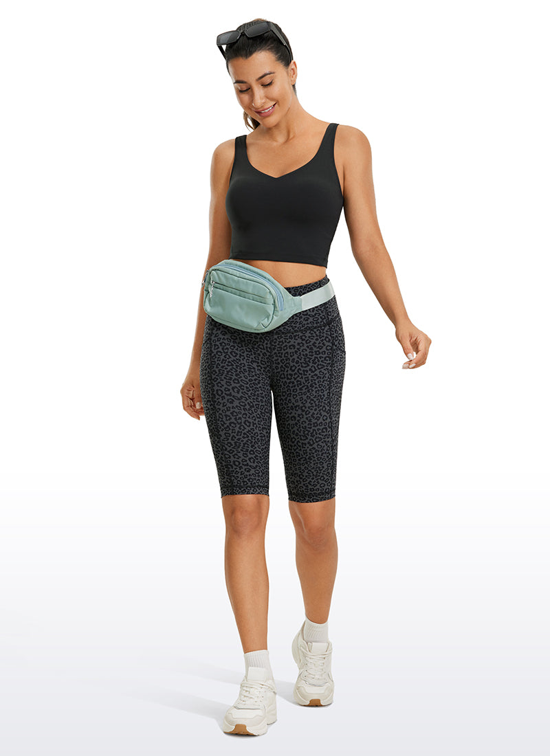 CRZ YOGA Damen Butterluxe V-Ausschnitt Longline Gepolstert Sport-BH Schwarz