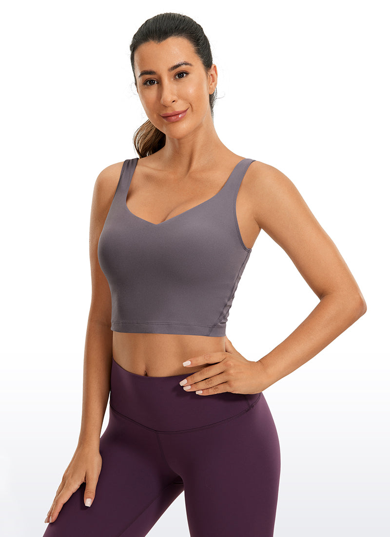 CRZ YOGA Damen Butterluxe V-Ausschnitt Longline Gepolstert Sport-BH Tornado