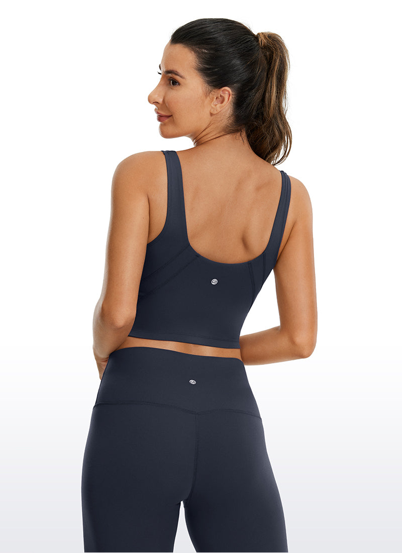 CRZ YOGA Damen Butterluxe V-Ausschnitt Longline Gepolstert Sport-BH Dämmerungsblau