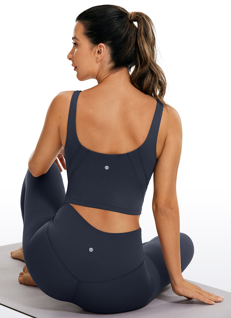 CRZ YOGA Damen Butterluxe V-Ausschnitt Longline Gepolstert Sport-BH Dämmerungsblau