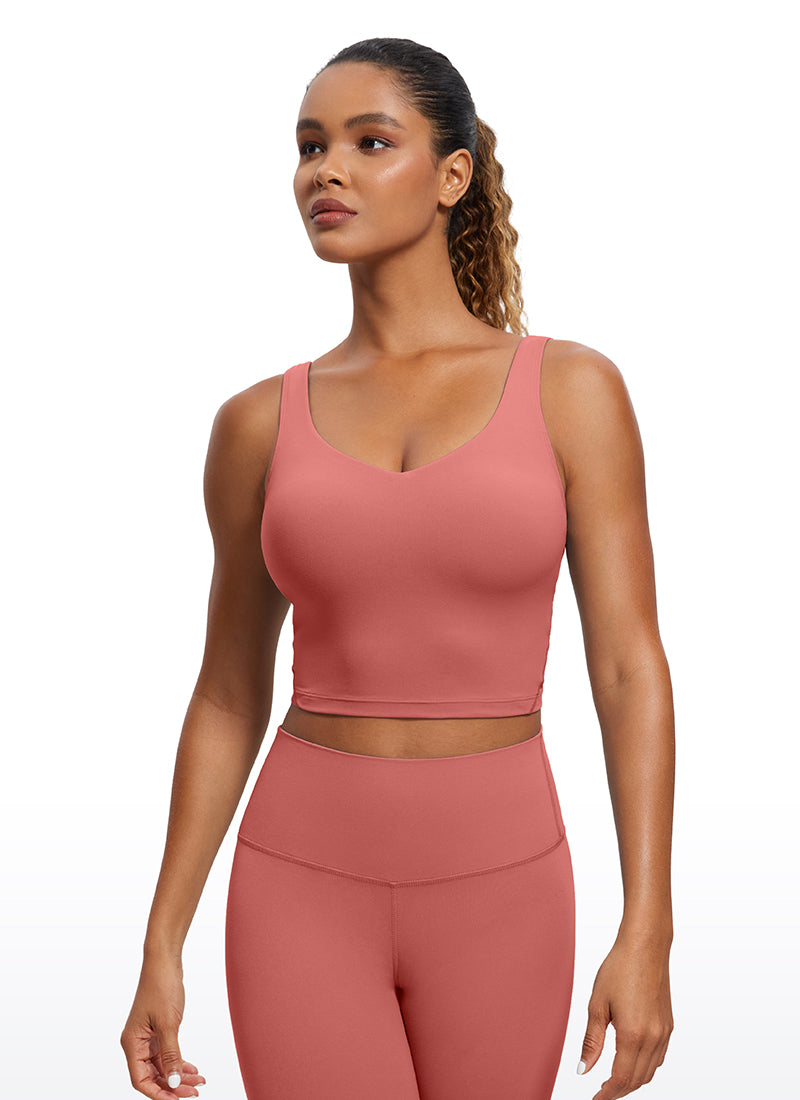 CRZ YOGA Damen Butterluxe V-Ausschnitt Longline Gepolstert Sport-BH Briar Rose