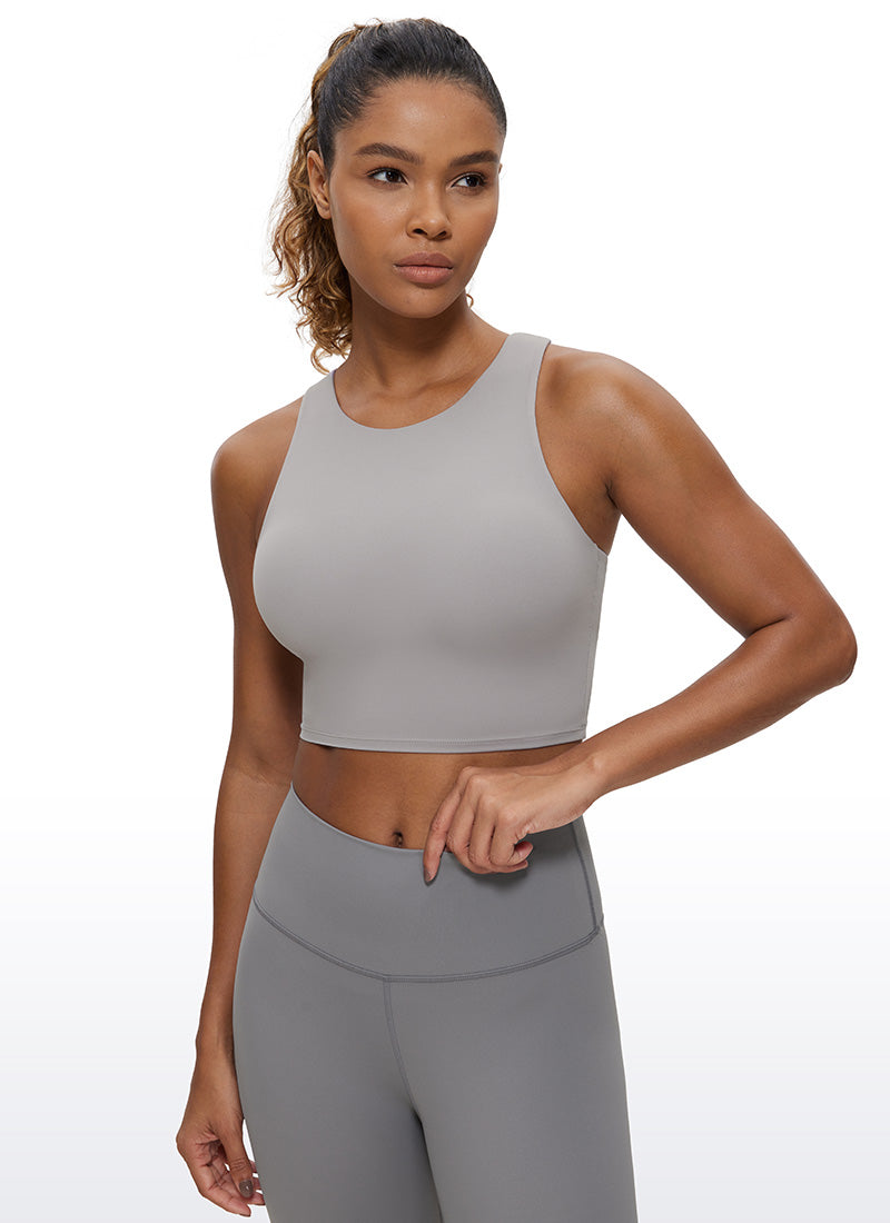 CRZ YOGA Damen Butterluxe Racerback Gepolstert Ohne Bügel Sport BH Möwe Grau