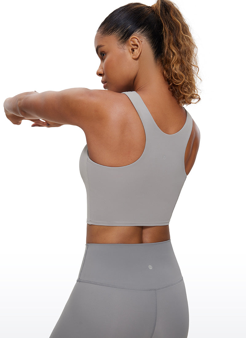 CRZ YOGA Damen Butterluxe Racerback Gepolstert Ohne Bügel Sport BH Möwe Grau