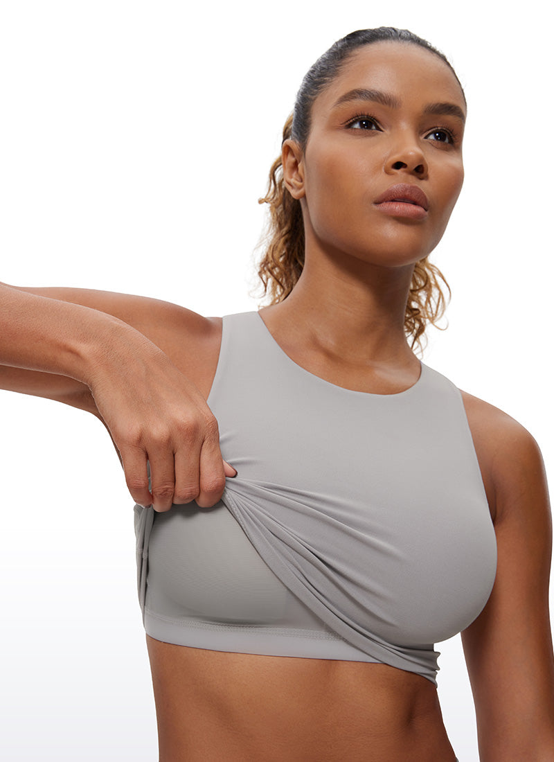 CRZ YOGA Damen Butterluxe Racerback Gepolstert Ohne Bügel Sport BH Möwe Grau