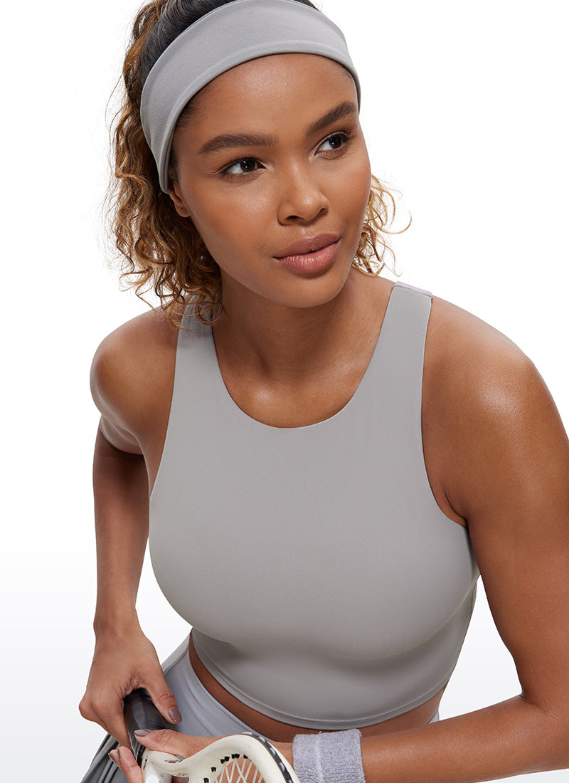 CRZ YOGA Damen Butterluxe Racerback Gepolstert Ohne Bügel Sport BH Möwe Grau