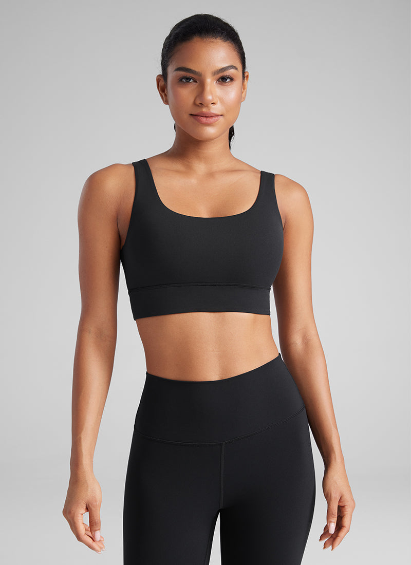 CRZ YOGA Damen Butterluxe U Back Ohne Buegel Longline Sport BH Schwarz