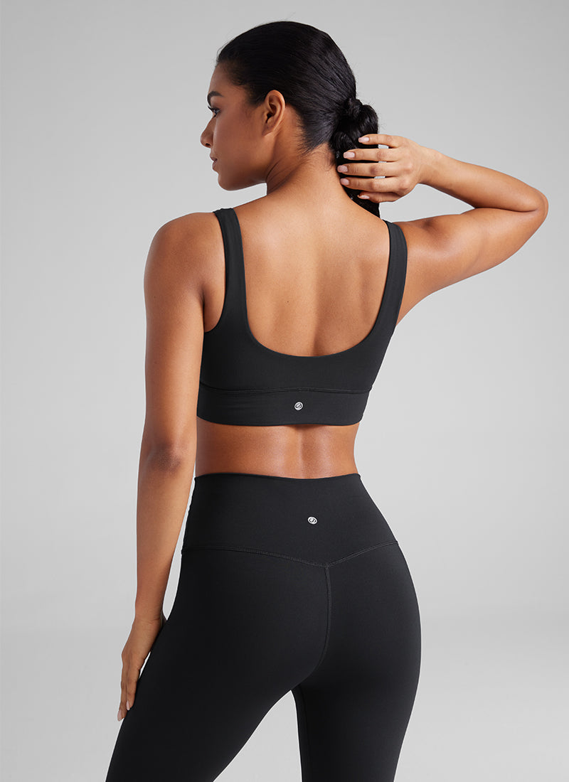 CRZ YOGA Damen Butterluxe U Back Ohne Buegel Longline  Sport BH Schwarz