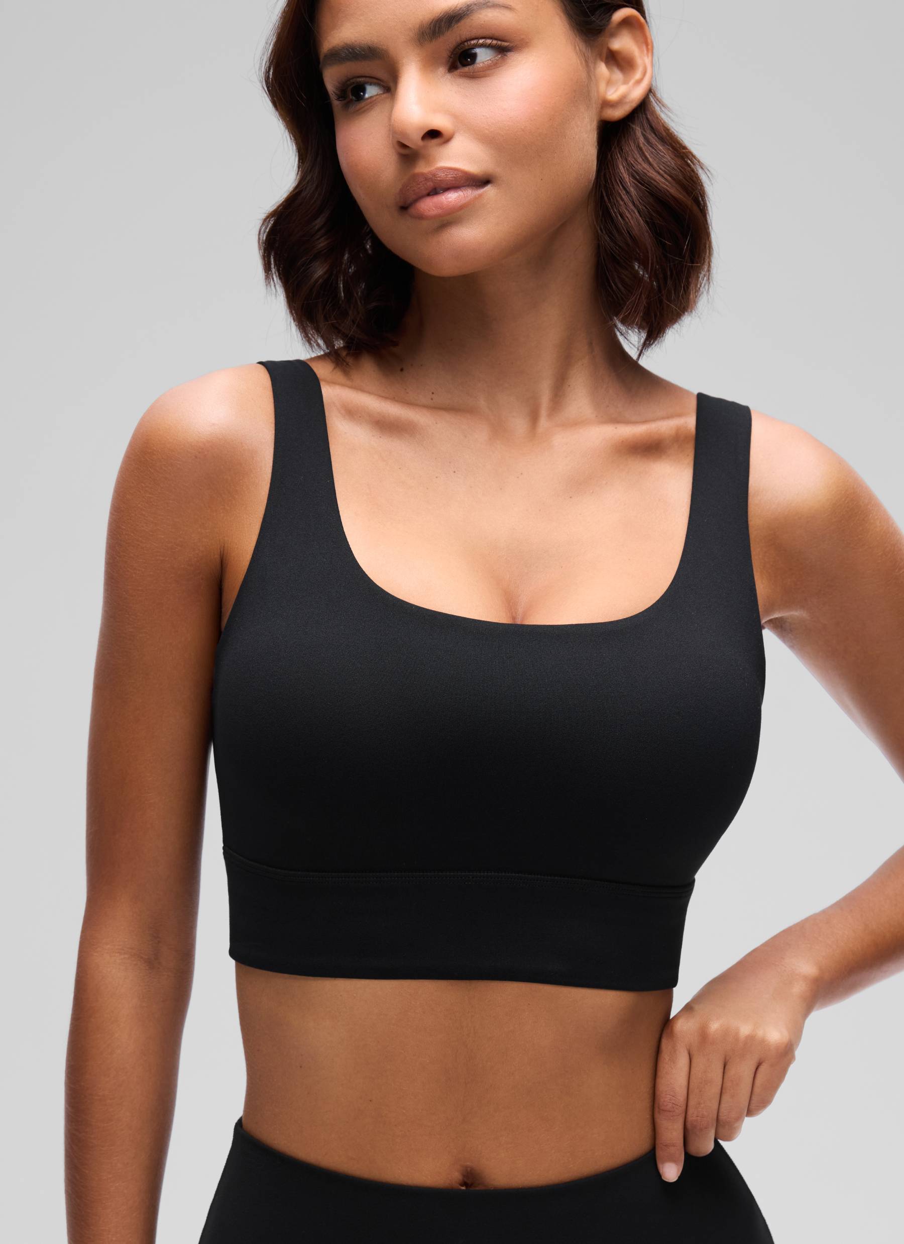 CRZ YOGA Damen Butterluxe U Back Ohne Buegel Longline Sport BH Schwarz