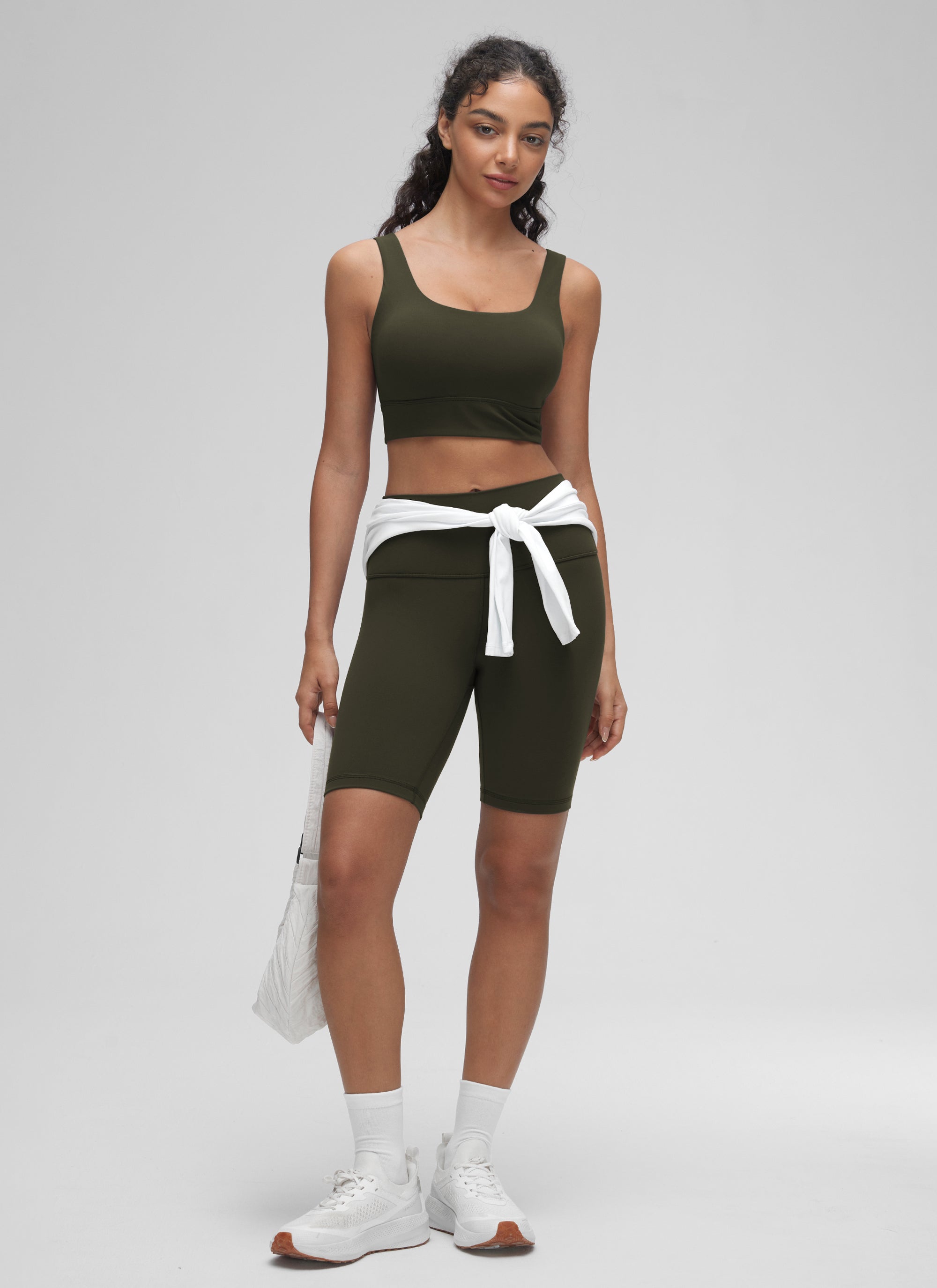 CRZ YOGA Damen Butterluxe U Back Ohne Buegel Longline Sport BH Olivgrün