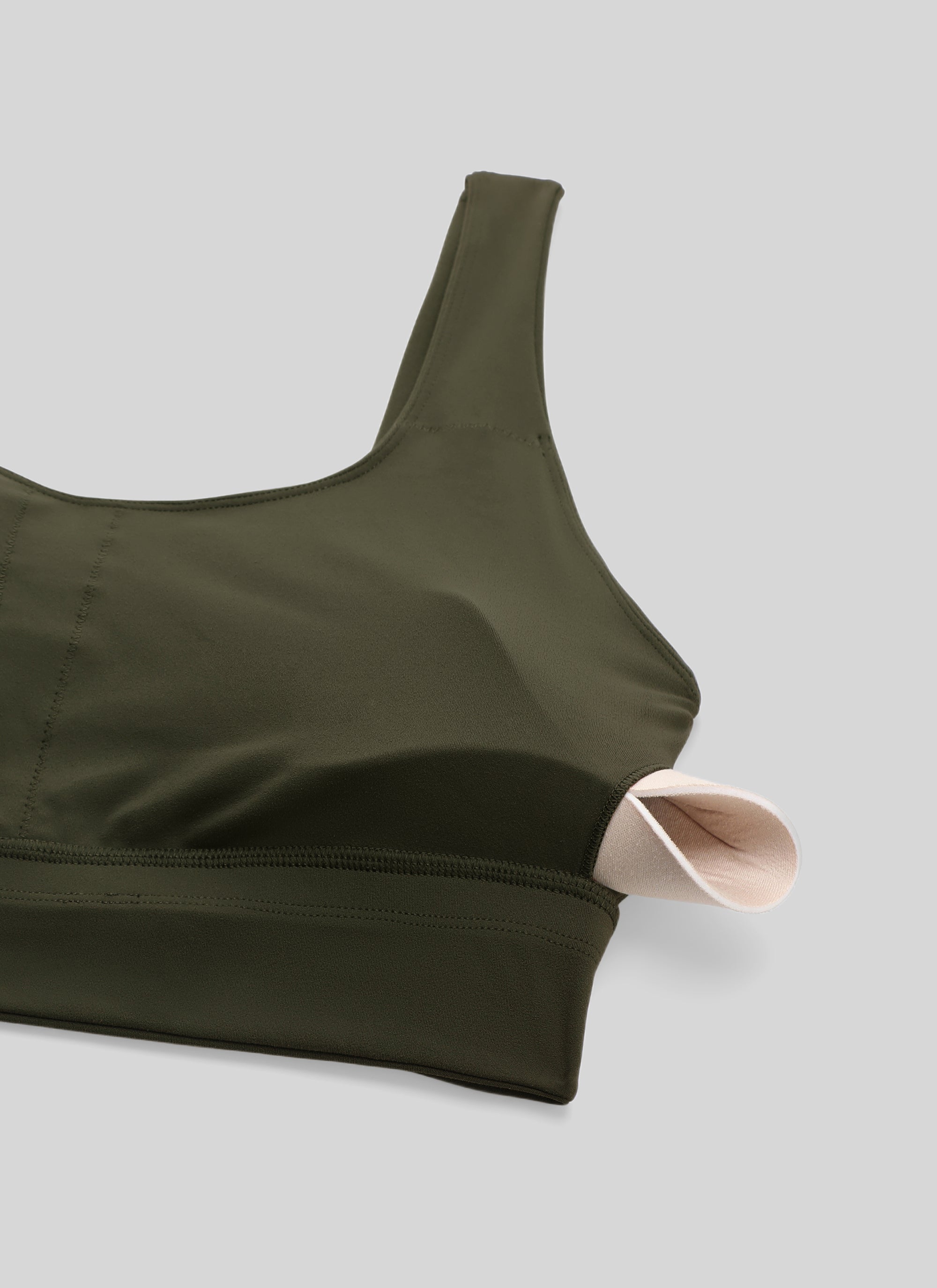 CRZ YOGA Damen Butterluxe U Back Ohne Buegel Longline  Sport BH Olivgrün