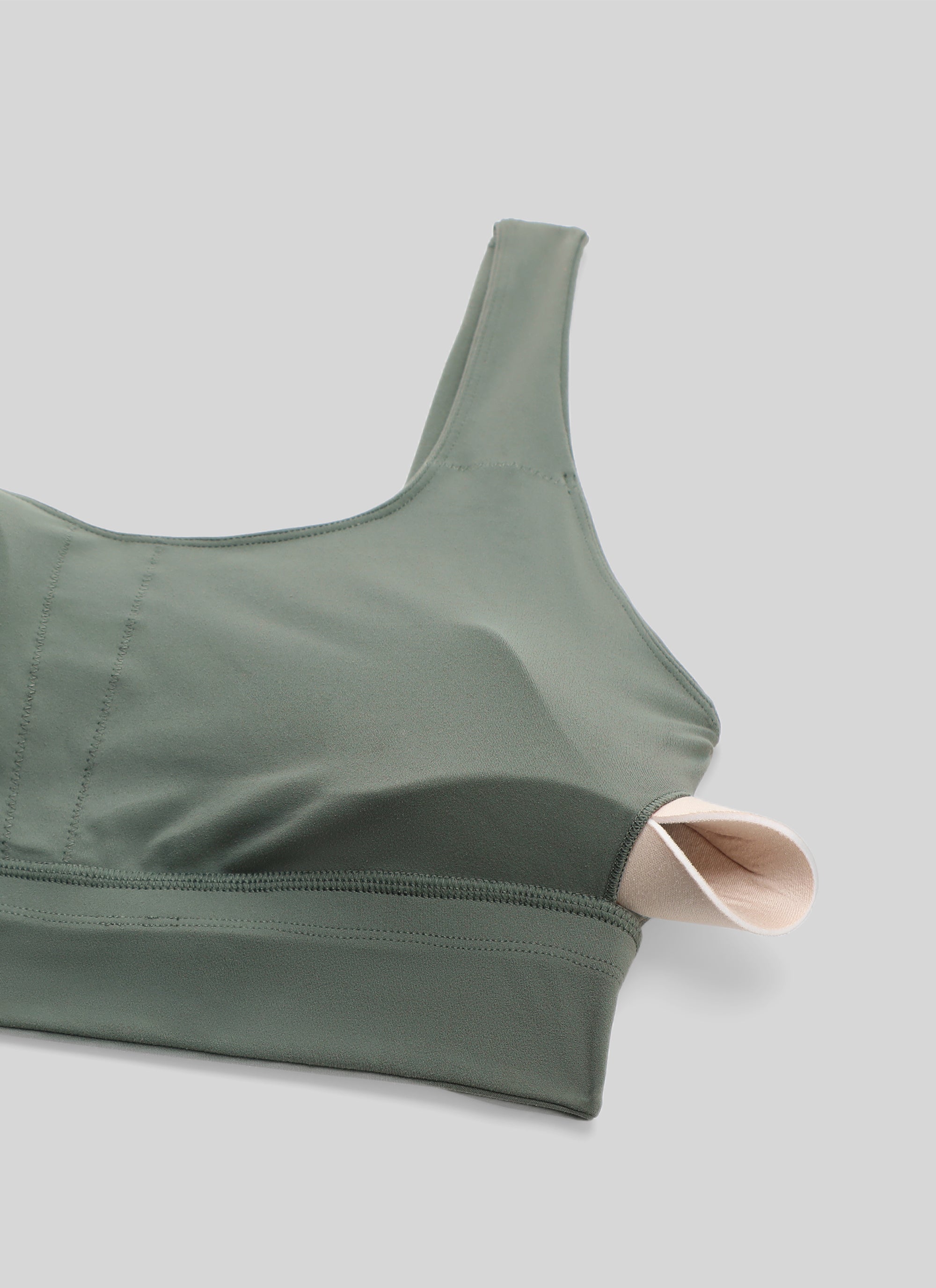 CRZ YOGA Damen Butterluxe U Back Ohne Buegel Longline  Sport BH Grauer Salbei