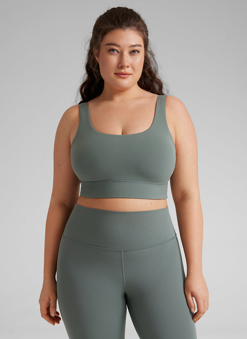 CRZ YOGA Damen Butterluxe U Back Ohne Buegel Longline Sport BH Grauer Salbei