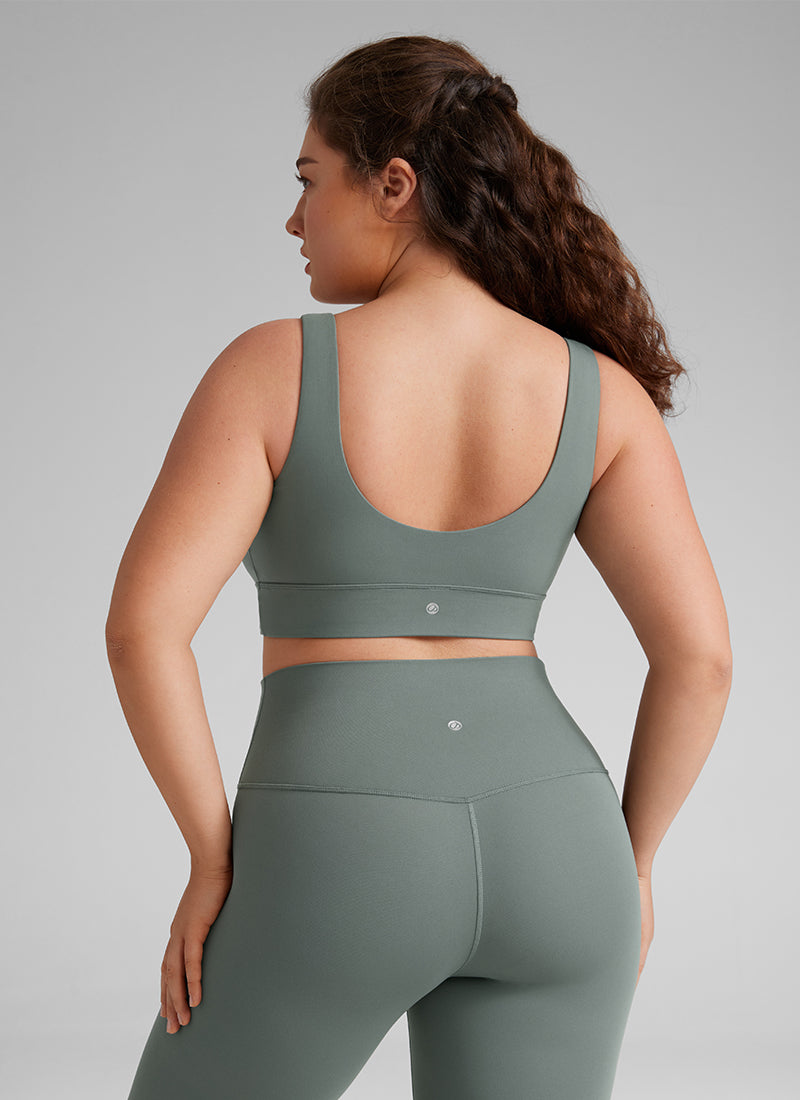 CRZ YOGA Damen Butterluxe U Back Ohne Buegel Longline Sport BH Grauer Salbei