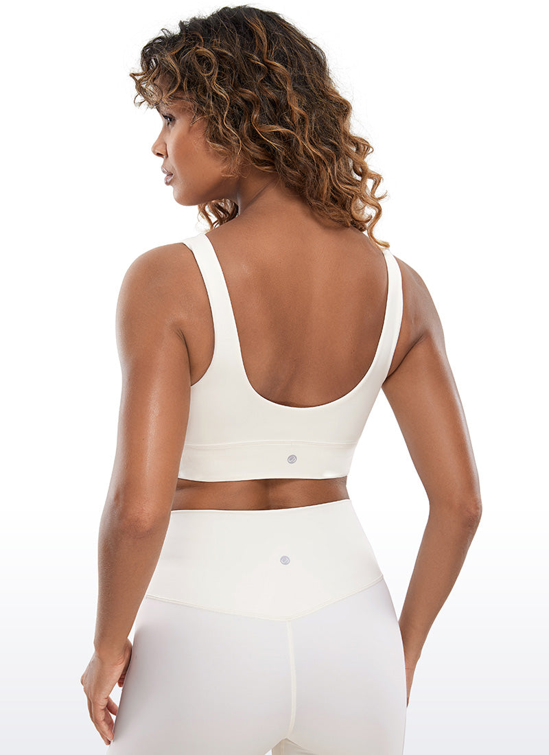 CRZ YOGA Damen Butterluxe U Back Ohne Buegel Longline Sport BH Weiße Aprikose