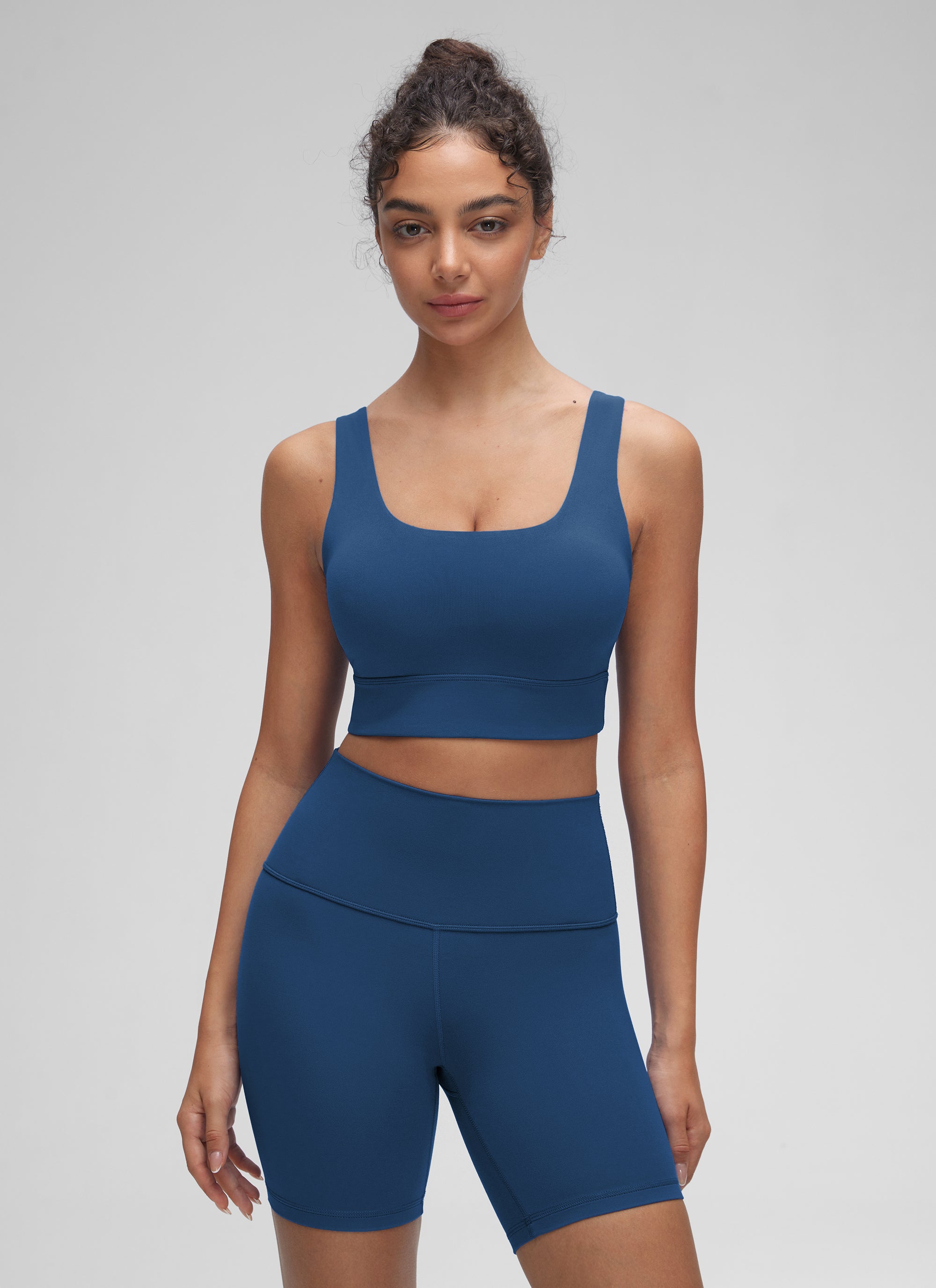 CRZ YOGA Damen Butterluxe U Back Ohne Buegel Longline Sport BH FRANZÖSISCHE MARINE