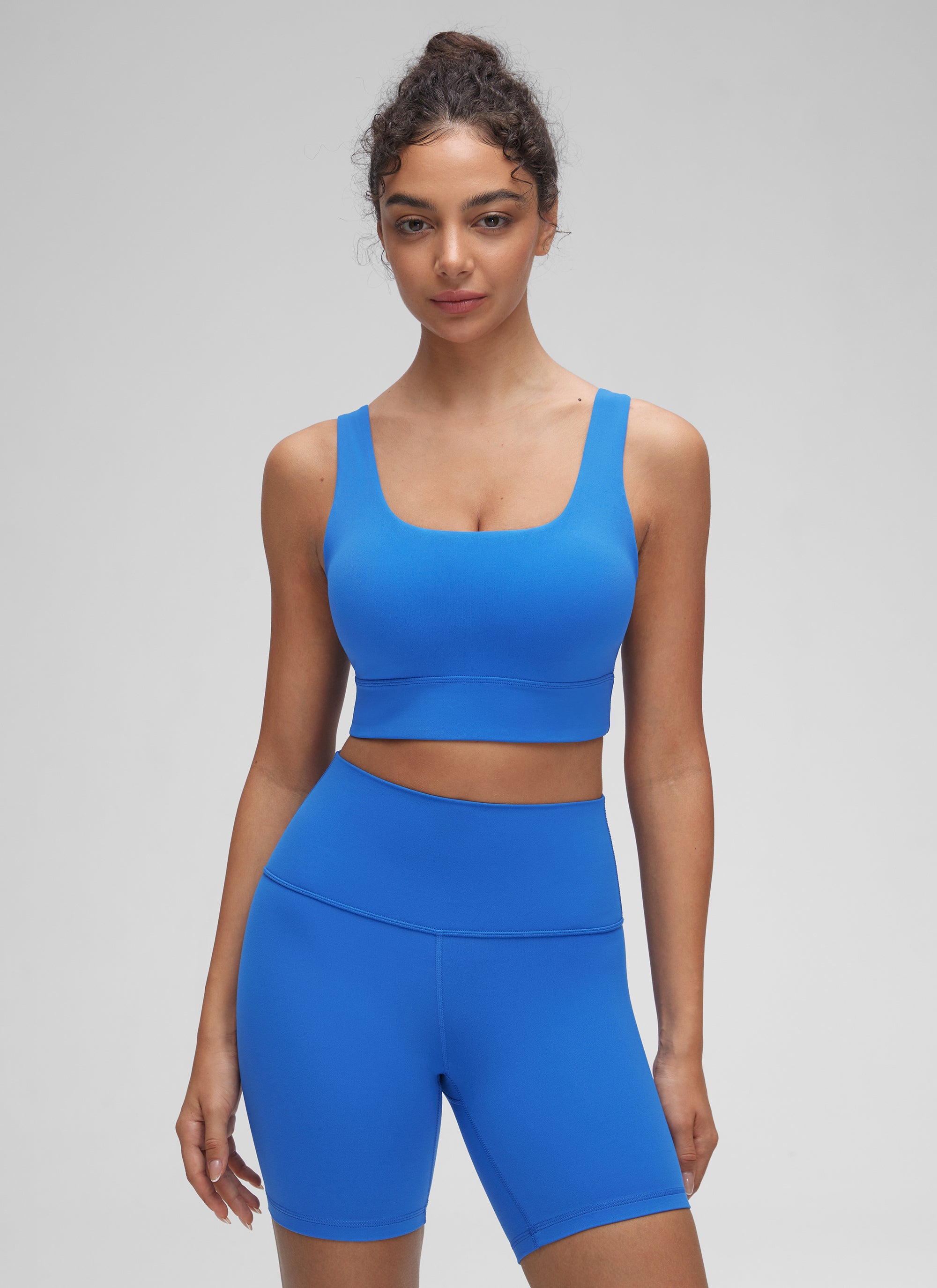 CRZ YOGA Damen Butterluxe U Back Ohne Buegel Longline  Sport BH Funkelndes Blau