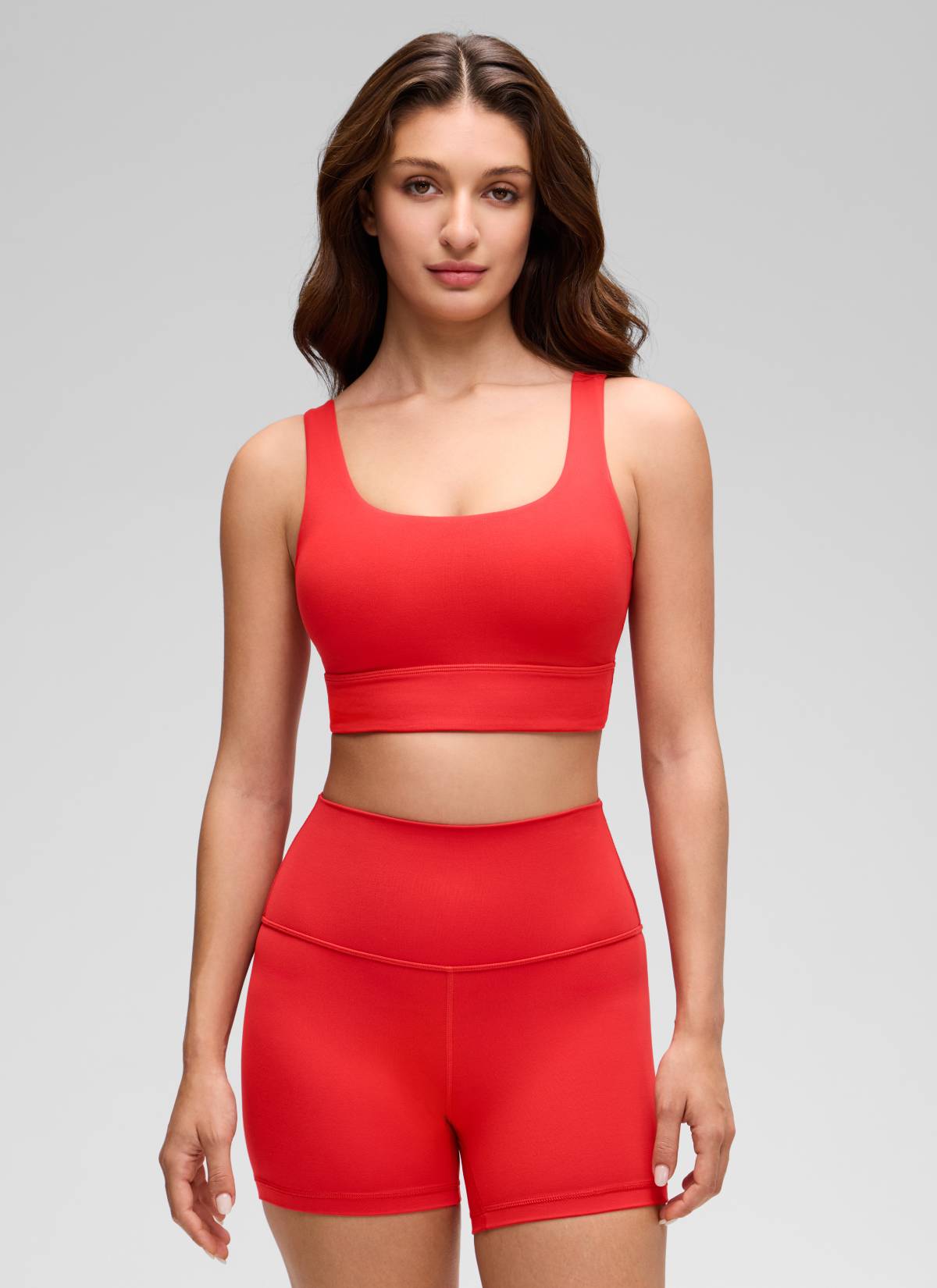 CRZ YOGA Damen Butterluxe U Back Ohne Buegel Longline Sport BH Tiefrot