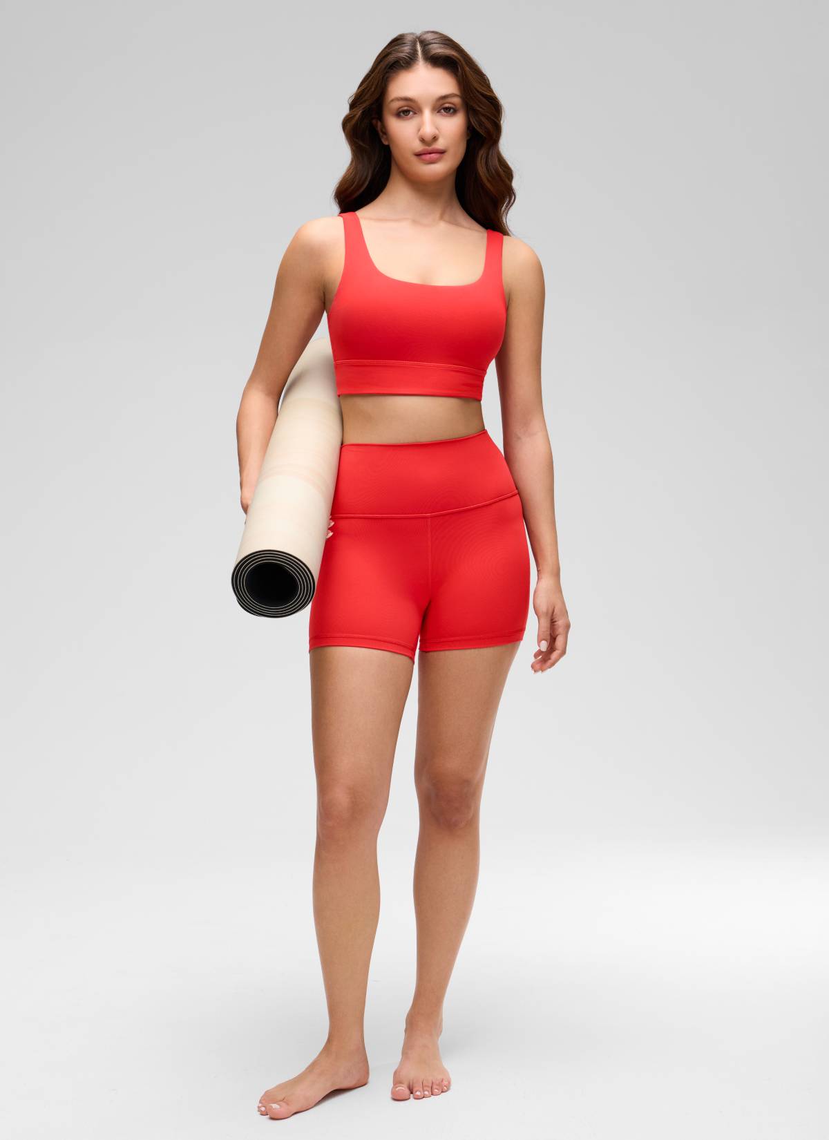 CRZ YOGA Damen Butterluxe U Back Ohne Buegel Longline  Sport BH Tiefrot