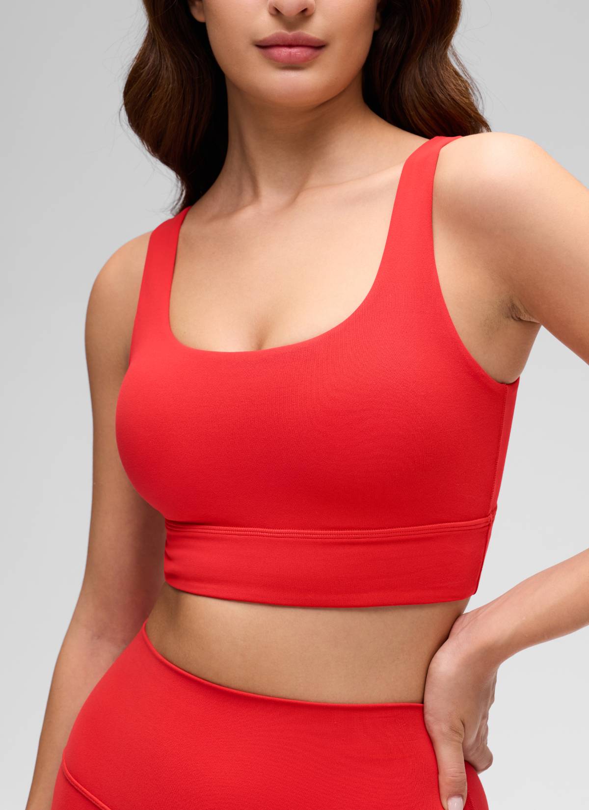 CRZ YOGA Damen Butterluxe U Back Ohne Buegel Longline  Sport BH Tiefrot