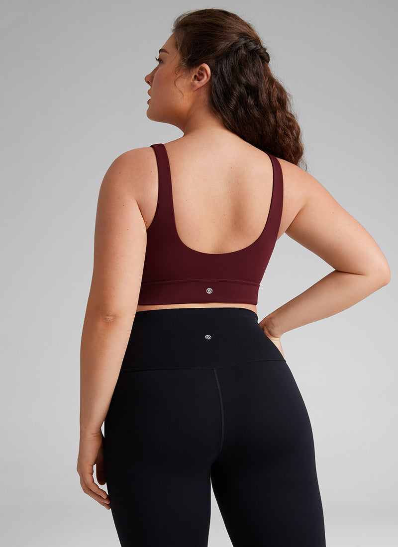 CRZ YOGA Damen Butterluxe U Back Ohne Buegel Longline  Sport BH Roter Merlot
