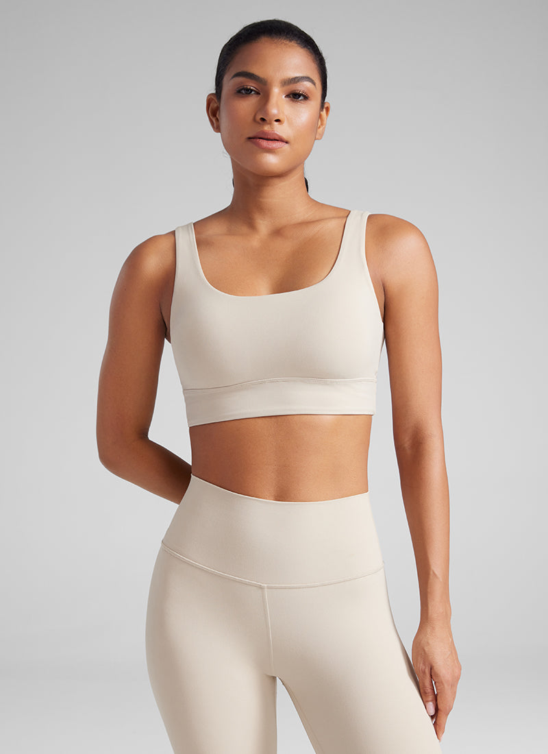 CRZ YOGA Damen Butterluxe U Back Ohne Buegel Longline  Sport BH Mojave-Braun