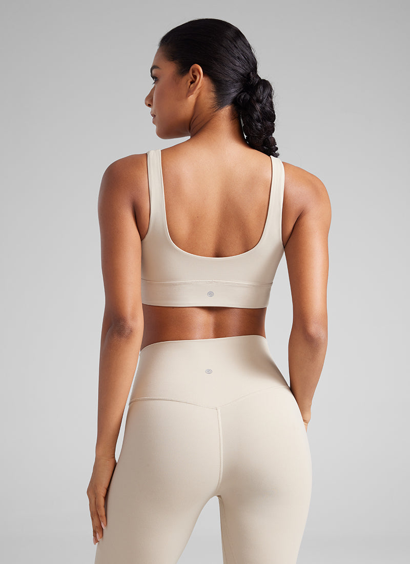 CRZ YOGA Damen Butterluxe U Back Ohne Buegel Longline  Sport BH Mojave-Braun