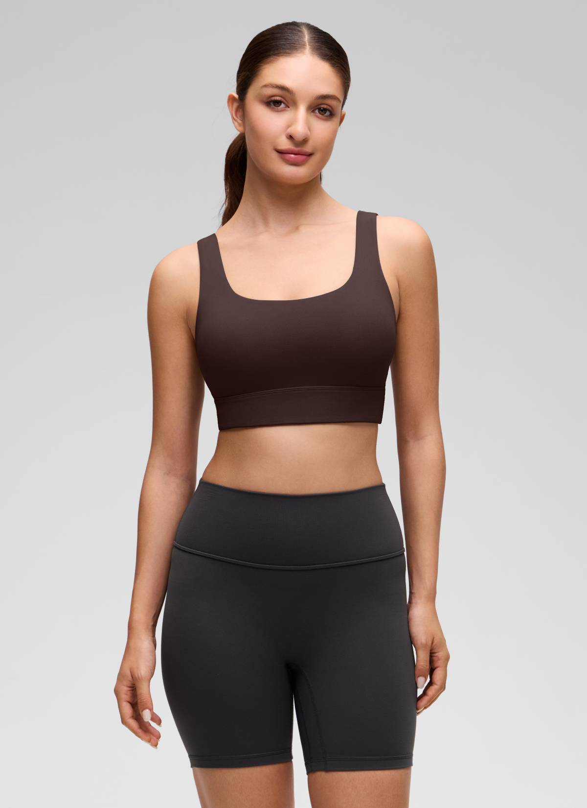 CRZ YOGA Damen Butterluxe U Back Ohne Buegel Longline Sport BH Heißes Fudge-Brown