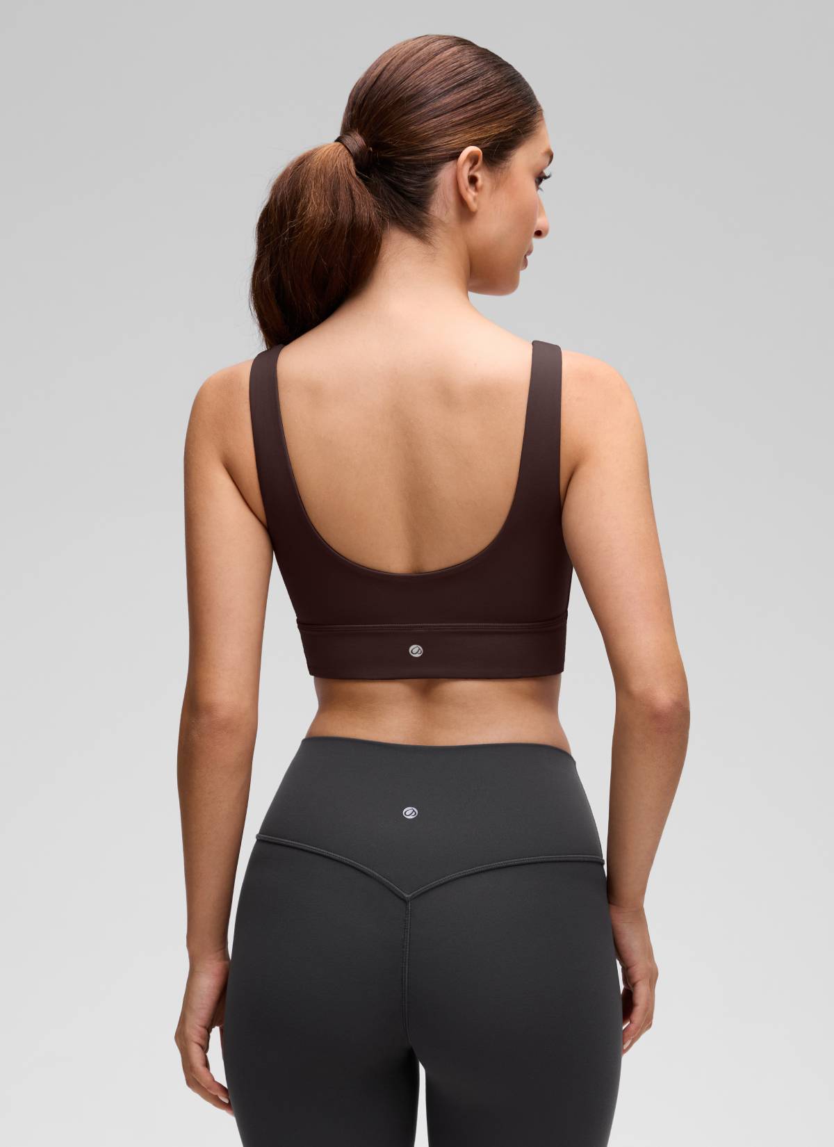 CRZ YOGA Damen Butterluxe U Back Ohne Buegel Longline  Sport BH Heißes Fudge-Brown