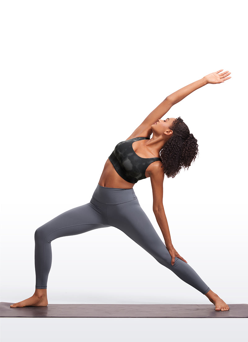 CRZ YOGA Damen Butterluxe U Back Ohne Buegel Longline  Sport BH Grau Tie Dye Blumen