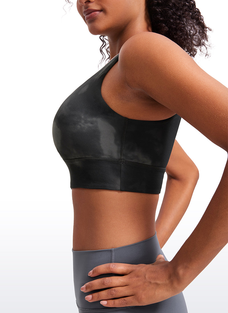 CRZ YOGA Damen Butterluxe U Back Ohne Buegel Longline  Sport BH Grau Tie Dye Blumen