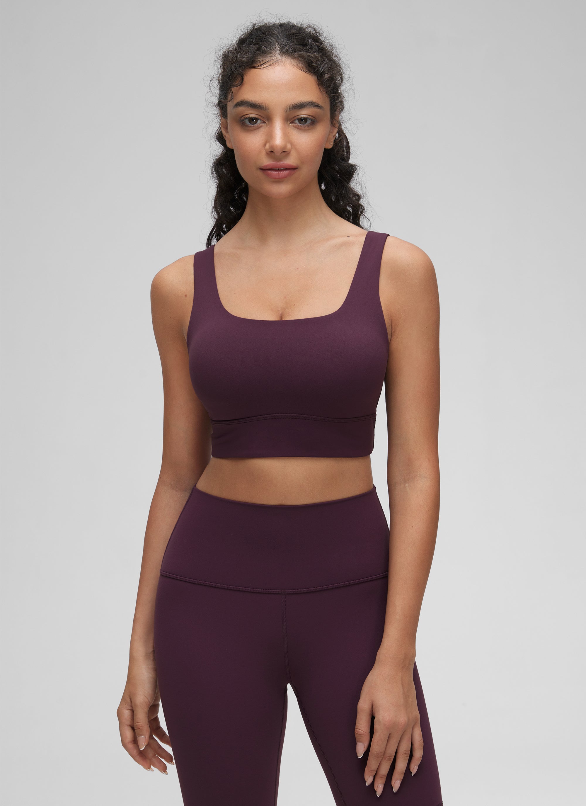 CRZ YOGA Damen Butterluxe U Back Ohne Buegel Longline Sport BH Dunkellila