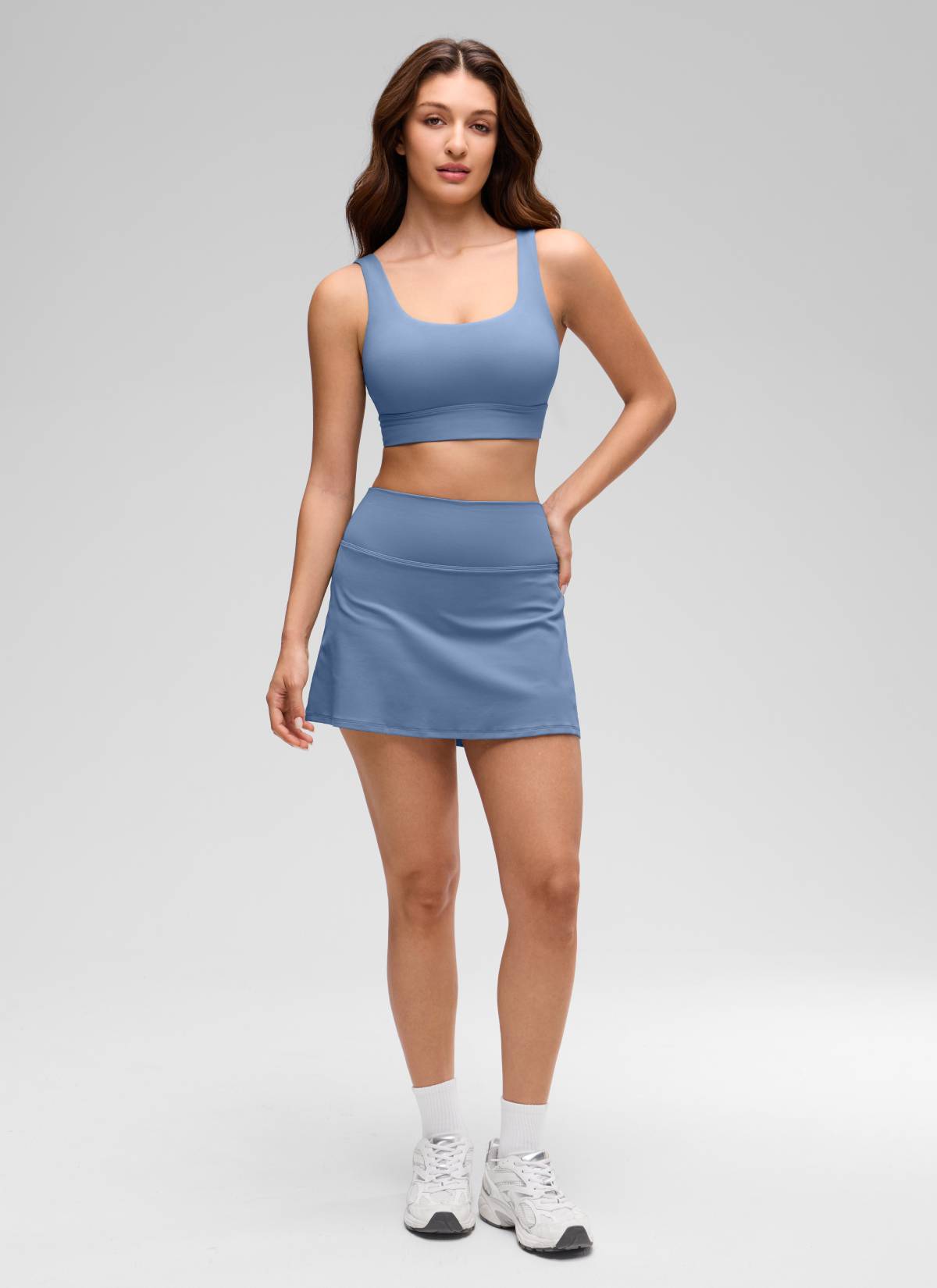 CRZ YOGA Damen Butterluxe U Back Ohne Buegel Longline  Sport BH Oase Blau