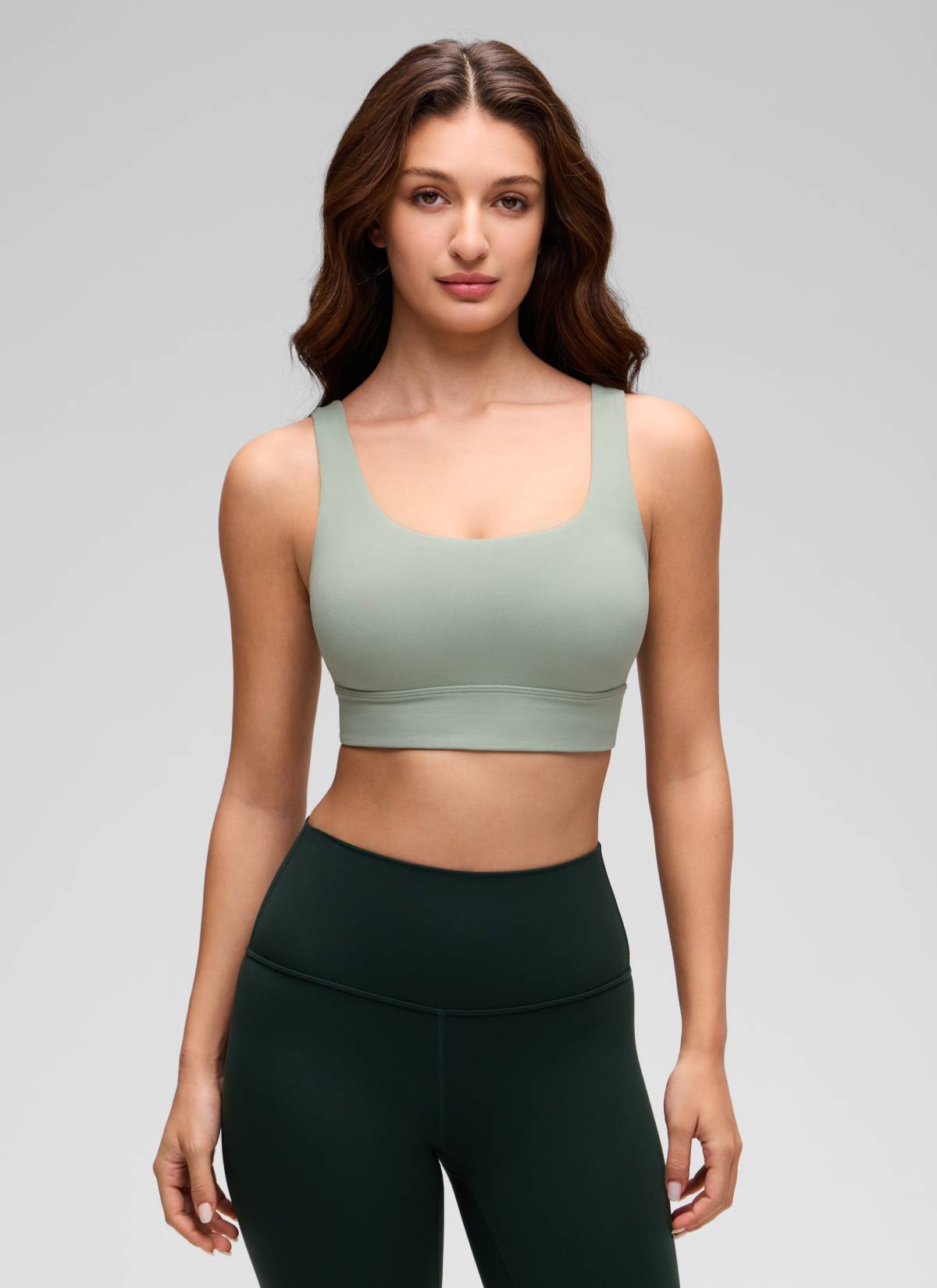 CRZ YOGA Damen Butterluxe U Back Ohne Buegel Longline  Sport BH Grüner Palmenhof