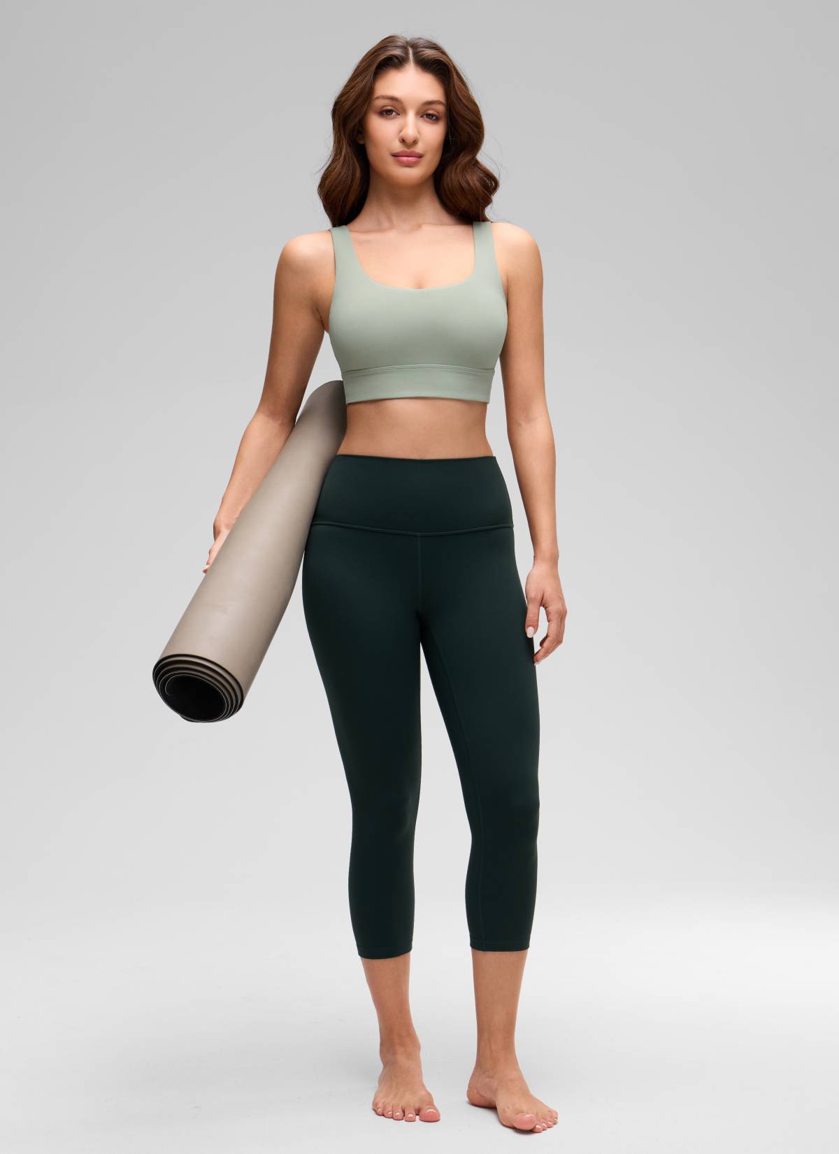 CRZ YOGA Damen Butterluxe U Back Ohne Buegel Longline  Sport BH Grüner Palmenhof