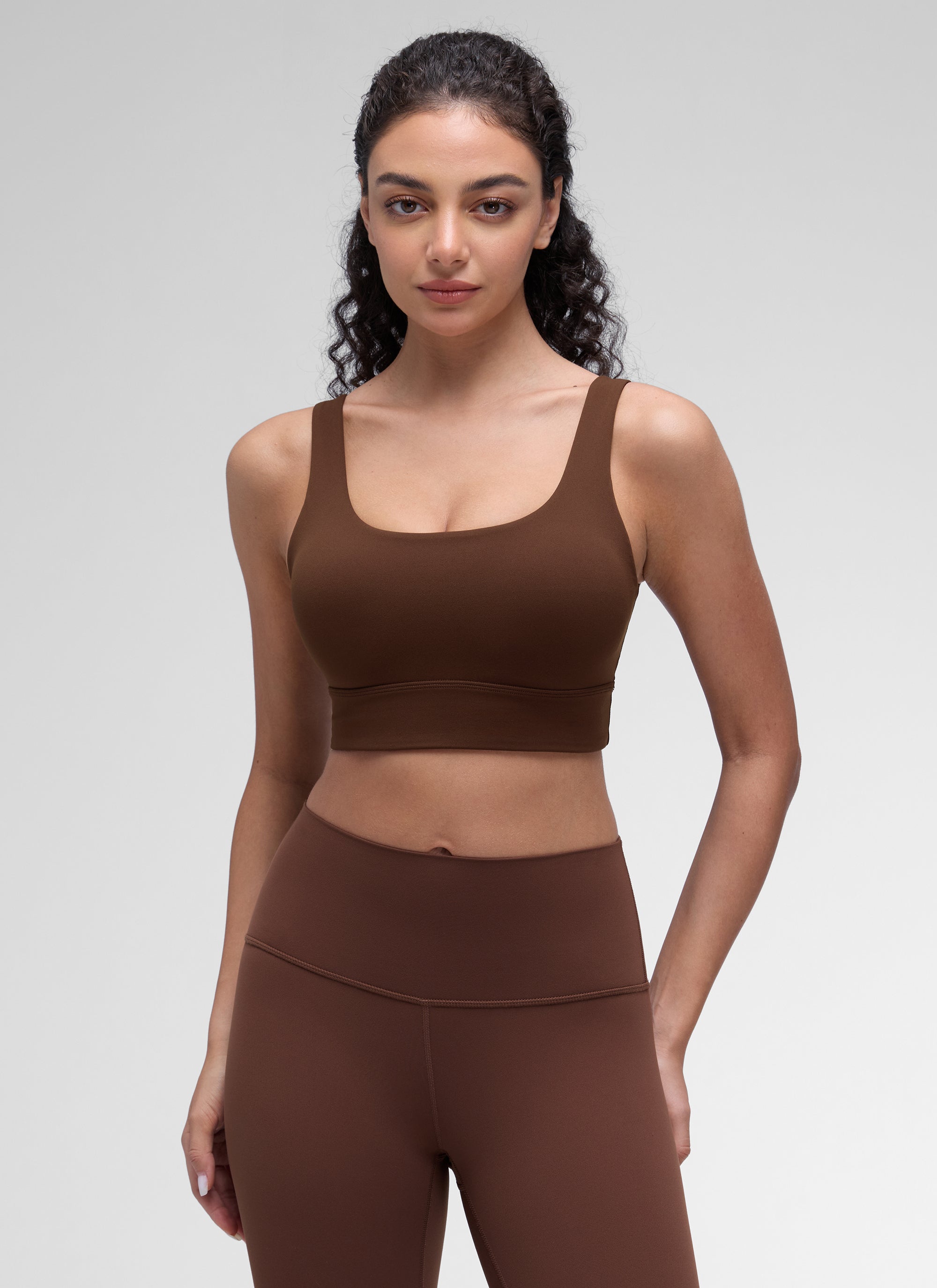 CRZ YOGA Damen Butterluxe U Back Ohne Buegel Longline Sport BH Lava Braun