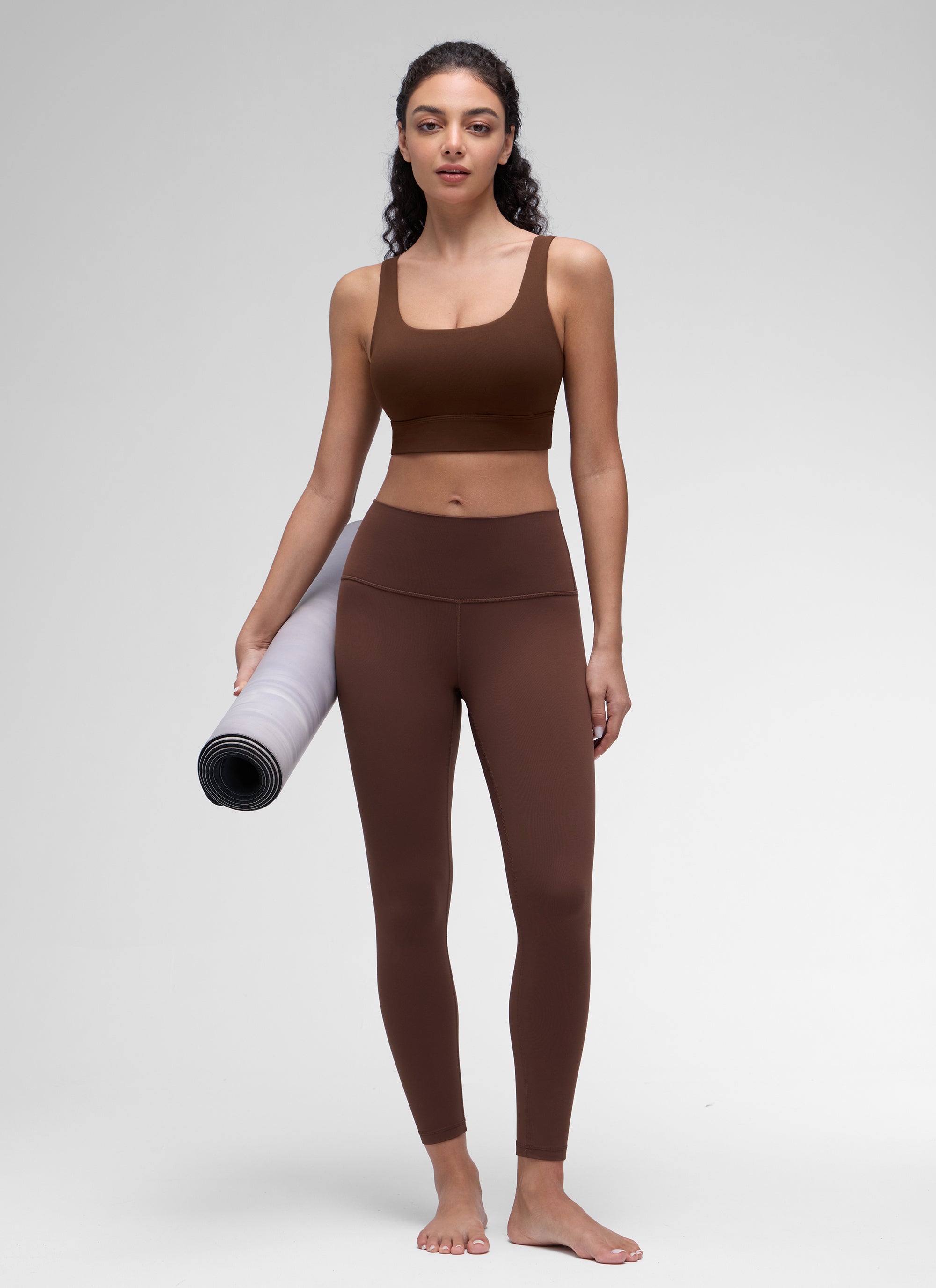 CRZ YOGA Damen Butterluxe U Back Ohne Buegel Longline  Sport BH Lava Braun